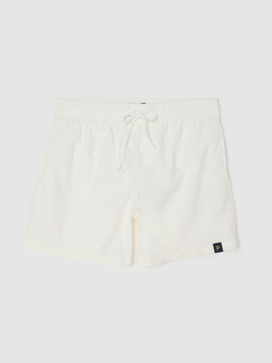 Men’s regular-fit swim boxers in white blend with elastic waist_4
