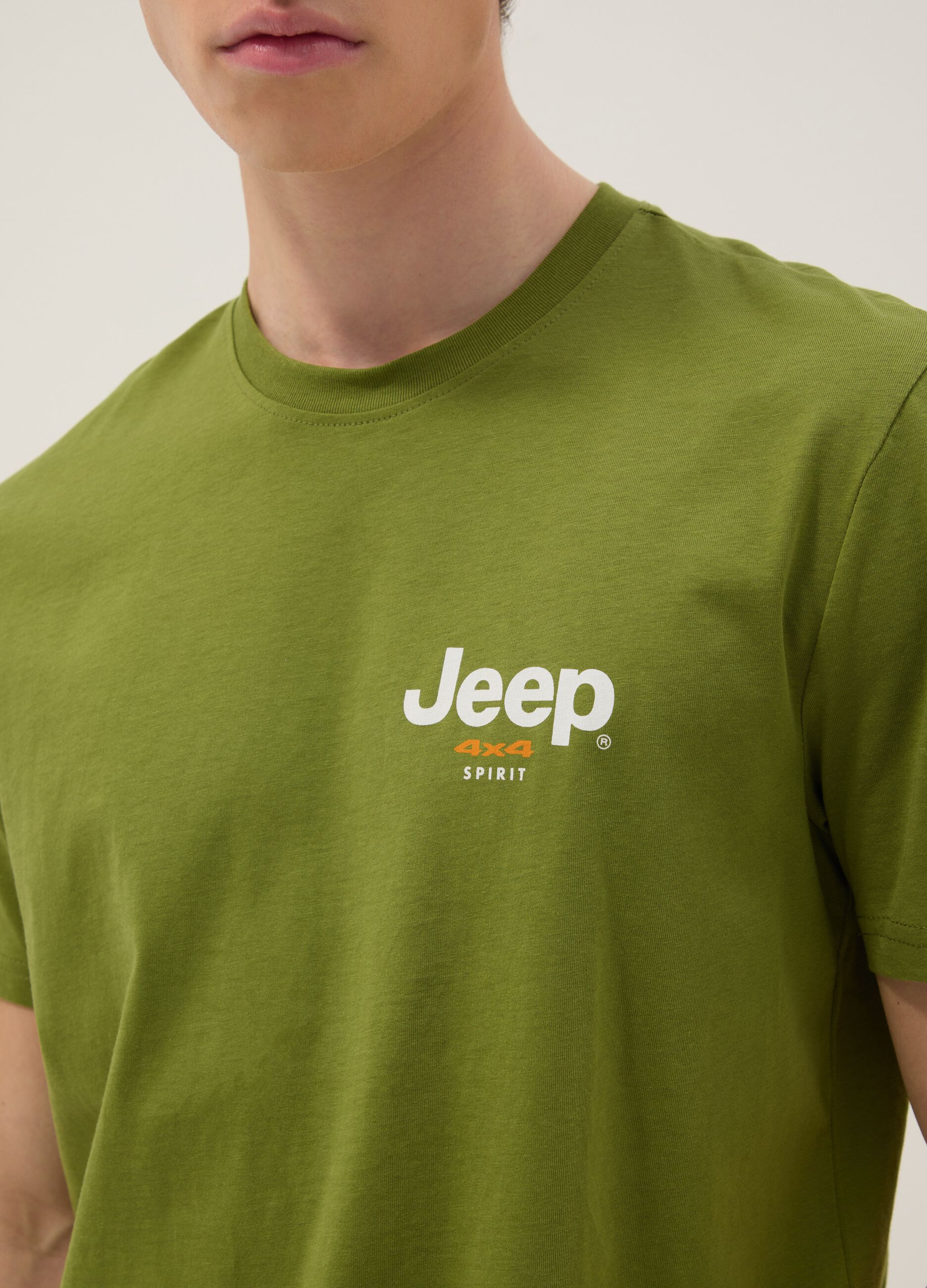 Green pure cotton regular fit T-shirt with print
