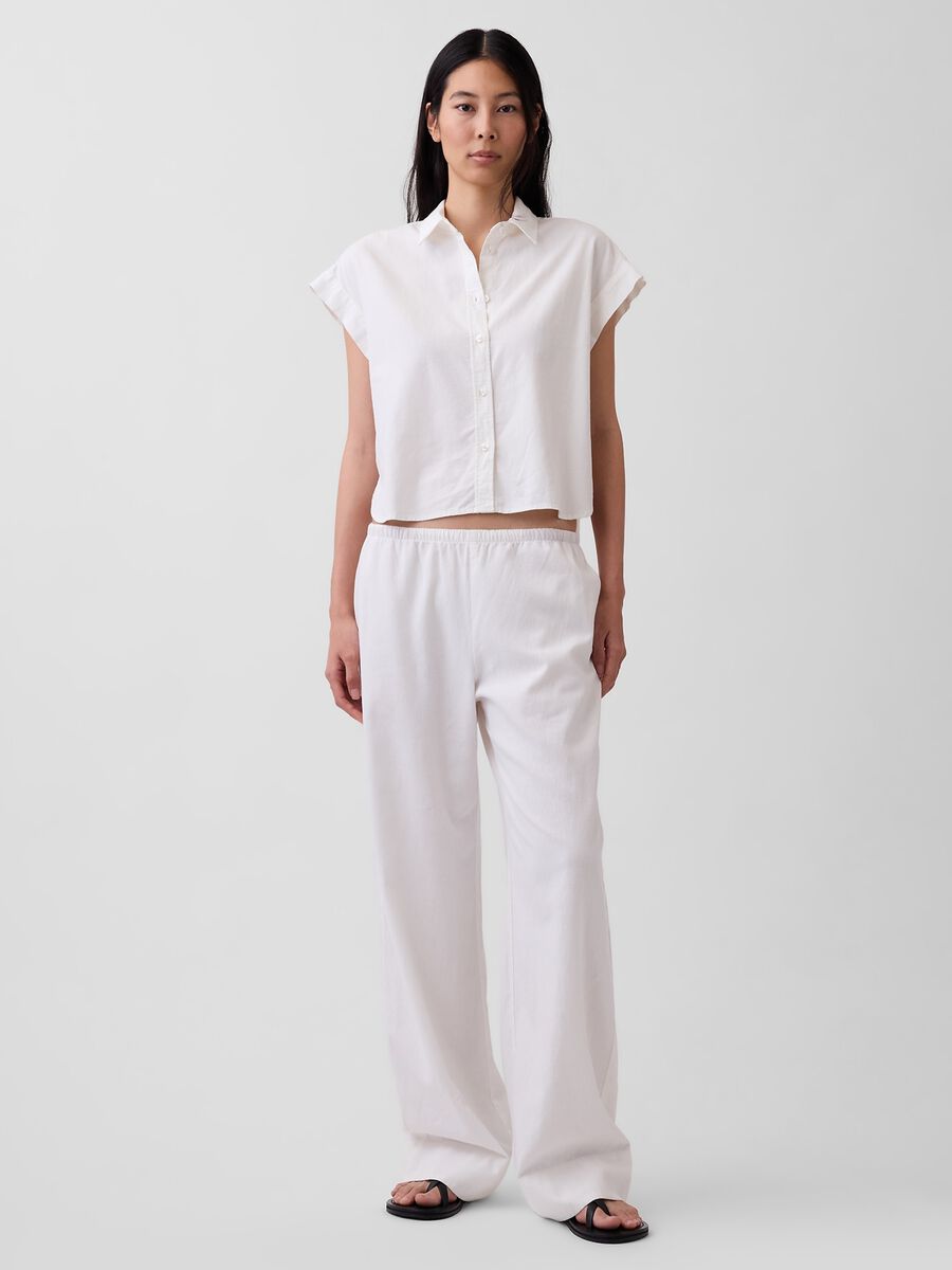 Linen-blend palazzo trousers_0