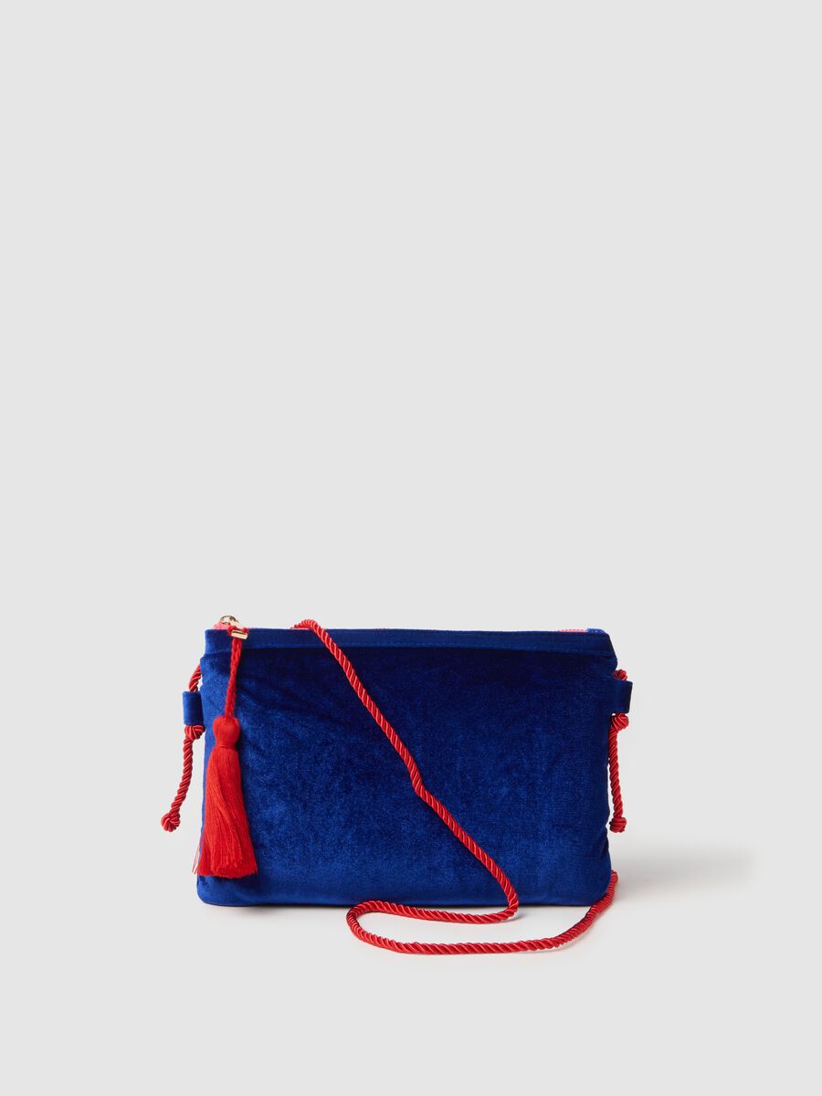 Blue fabric bag with red details_0