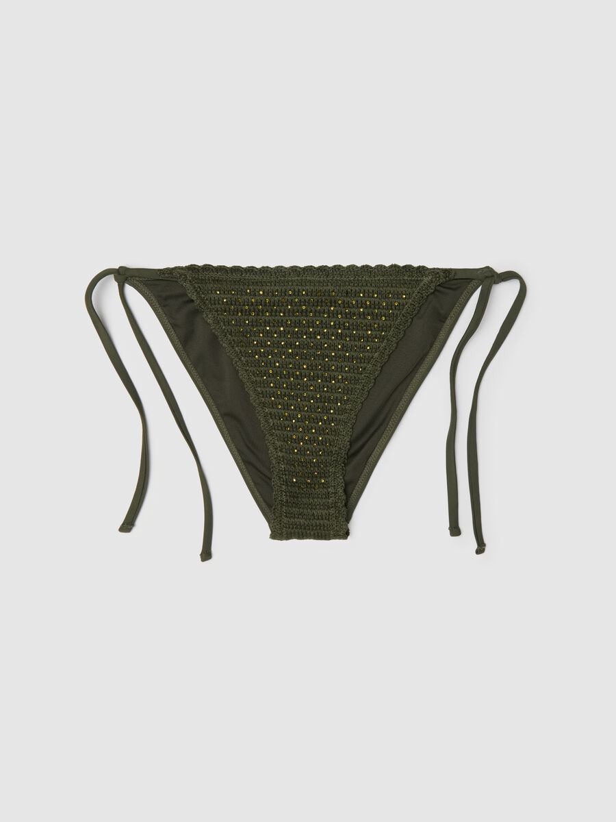 Women’s bikini briefs in green with embroidered details_0