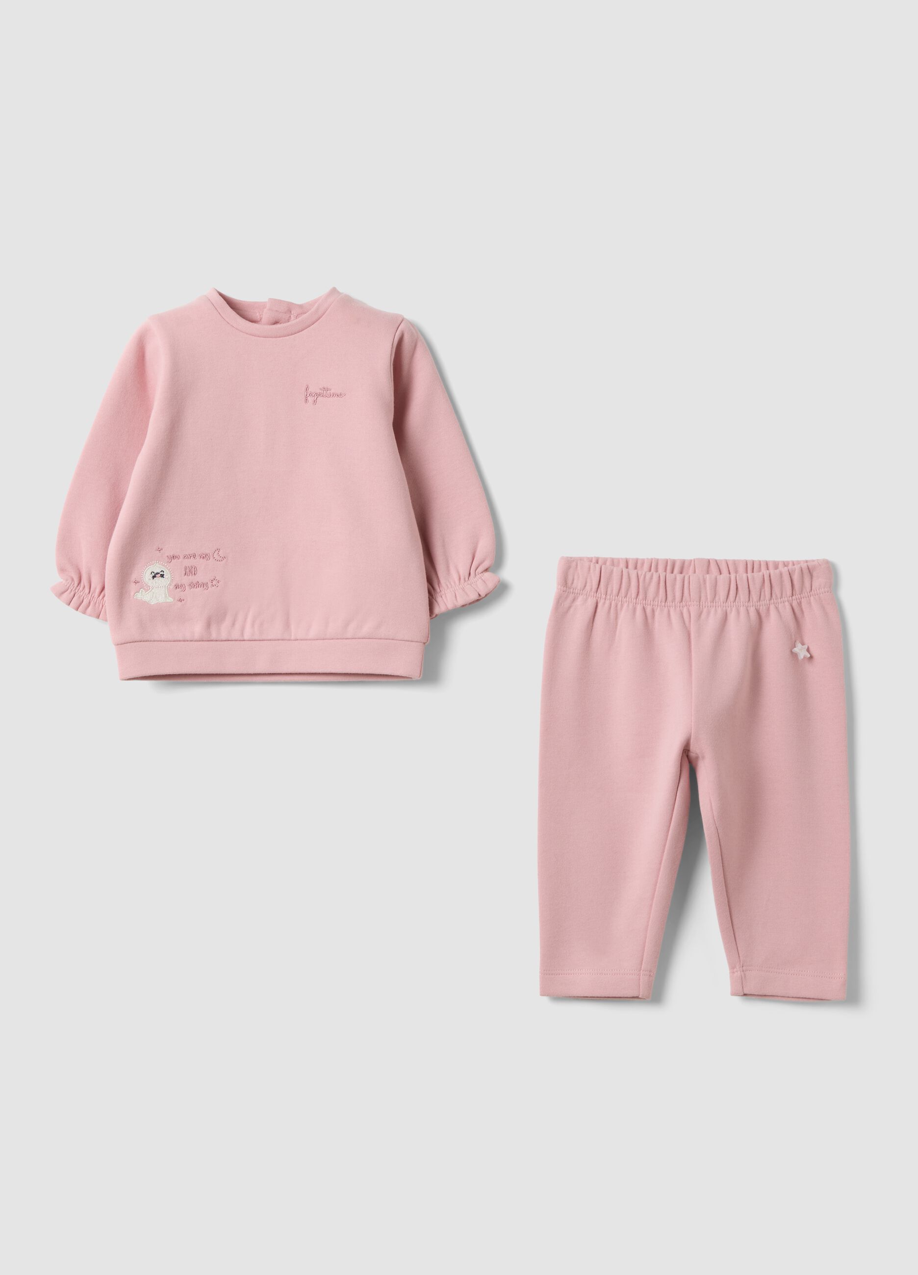 Pink two-piece pure organic cotton printed set