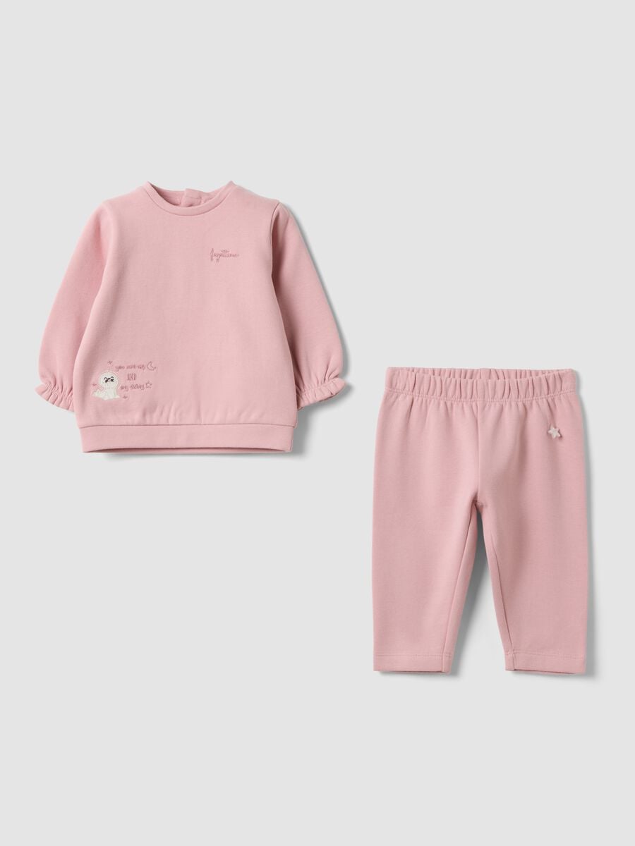 Pink two-piece pure organic cotton printed set_0