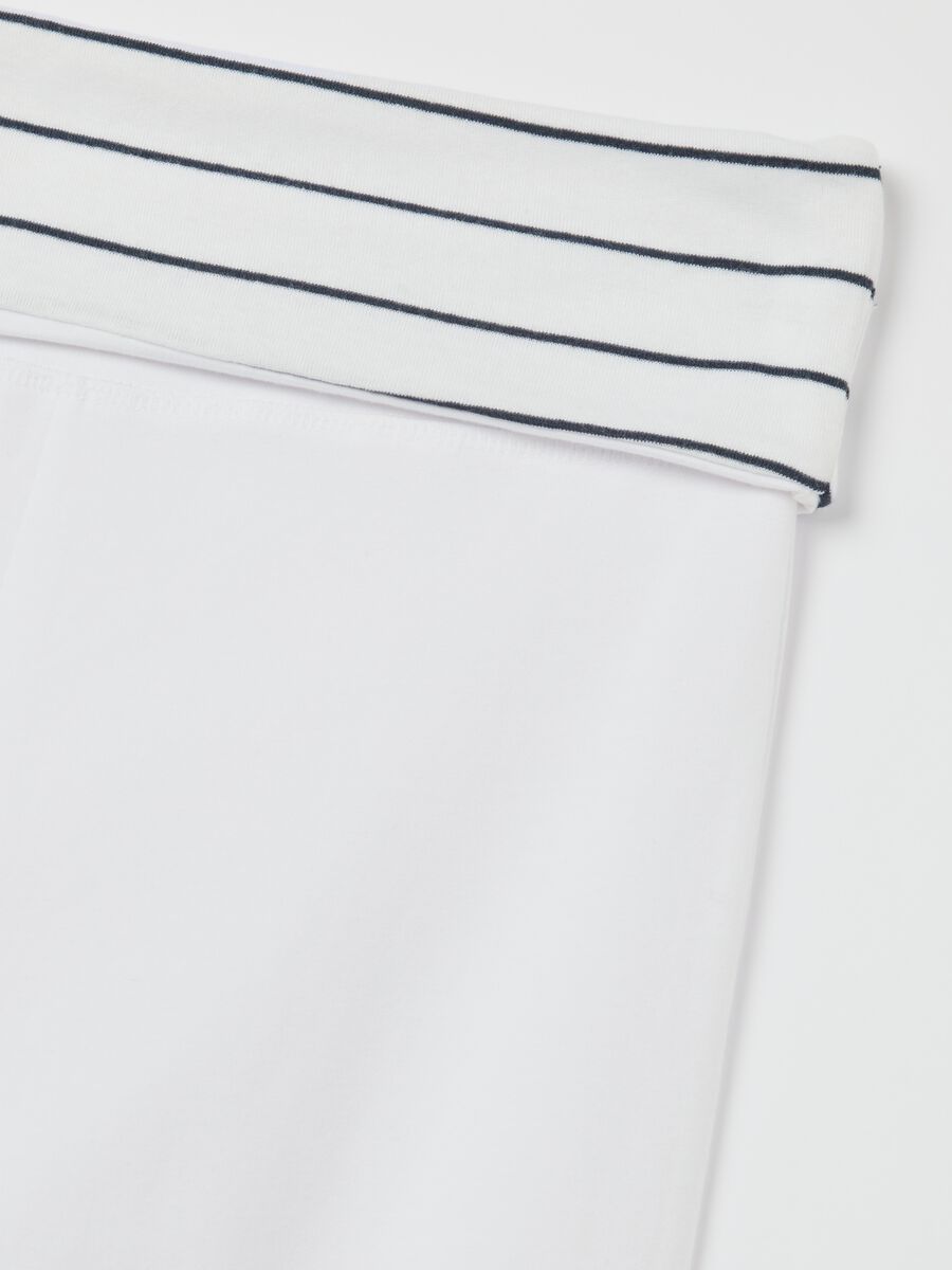 White flare-fit leggings with striped fold at the waist_5