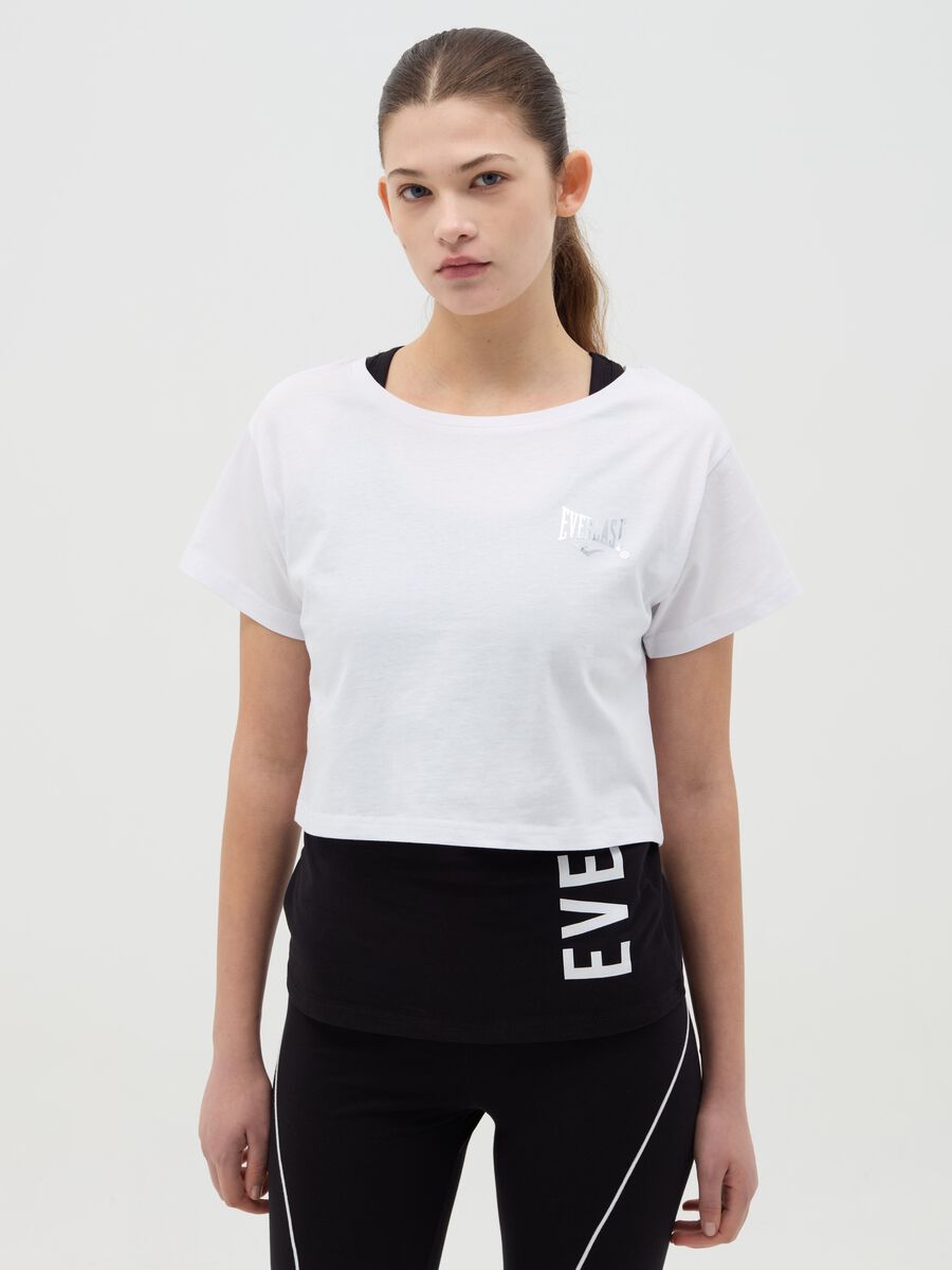 Layered-effect crop T-shirt with print_0