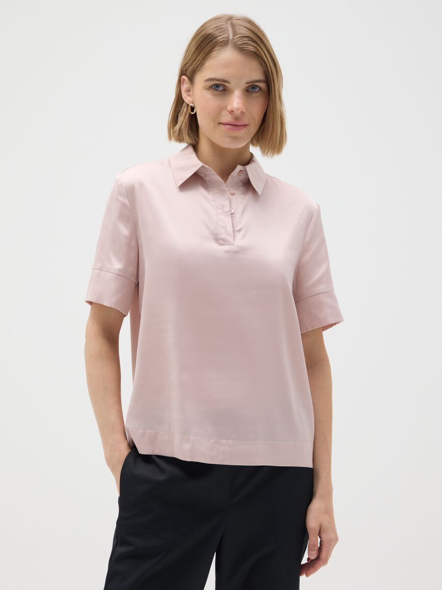 Pink Stretch Fabric Regular Fit Shirt_0