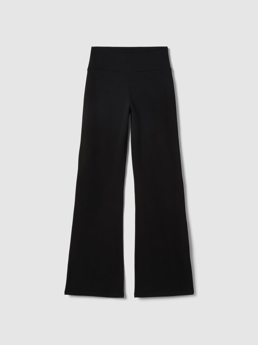 Black Stretch Cotton Flare Fit Leggings_4