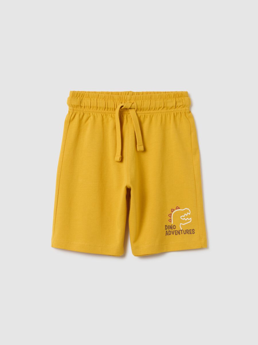 Children's yellow regular fit cotton Bermuda shorts_0
