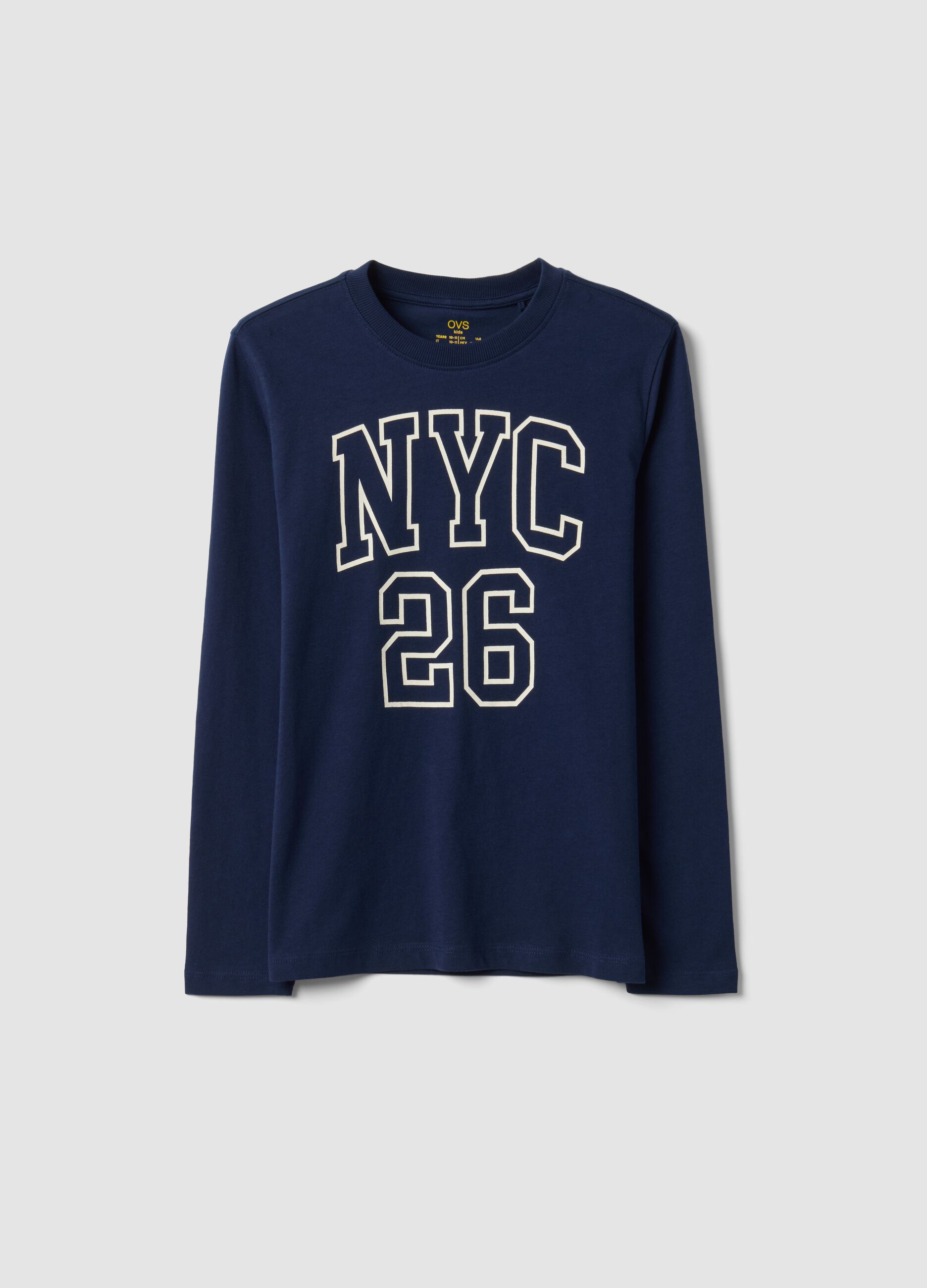 Blue organic cotton graphic print T-shirt for boys