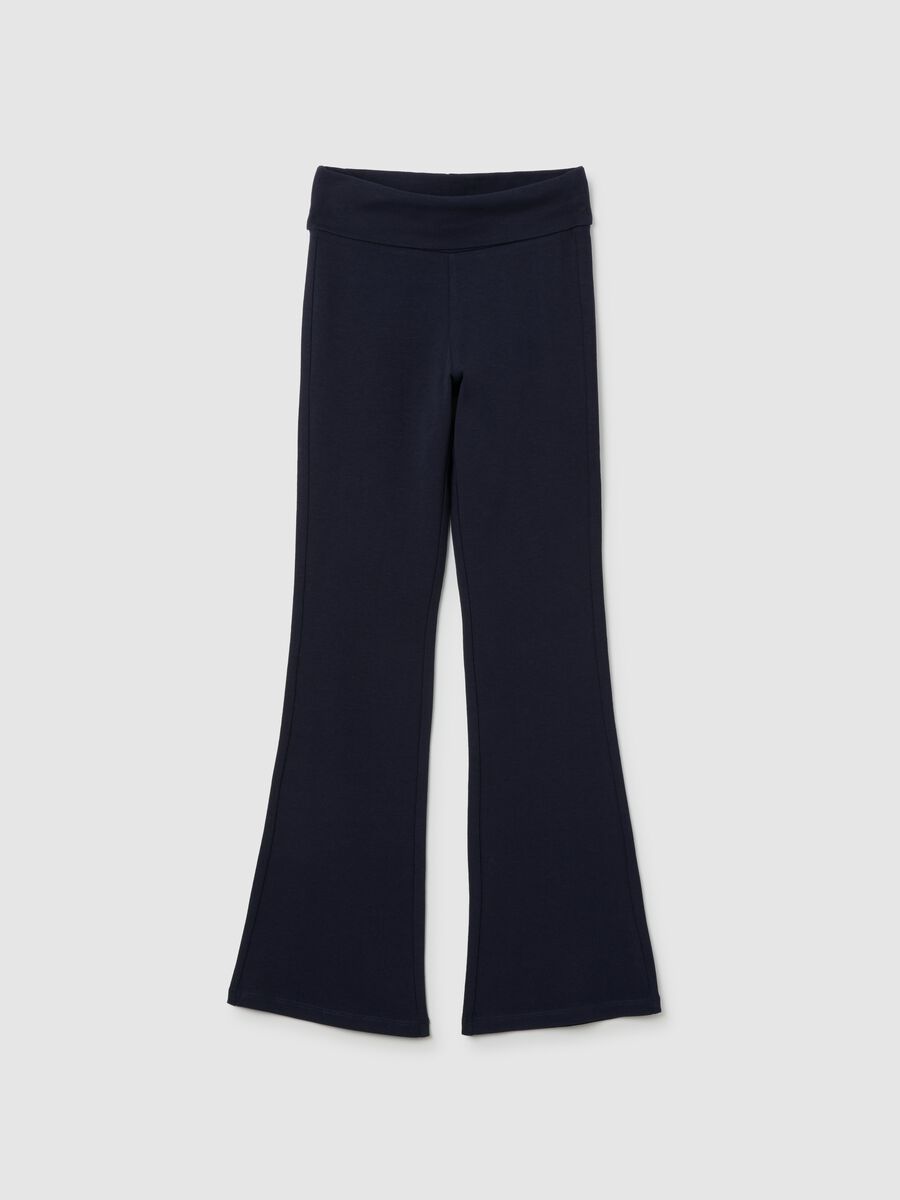Girls' blue cotton regular fit trousers_0