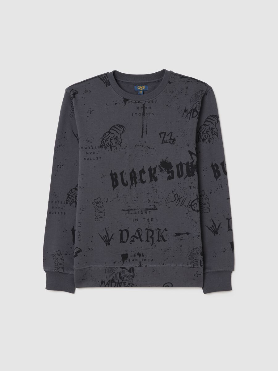 Grey regular fit boys' sweatshirt in pure cotton with print_3