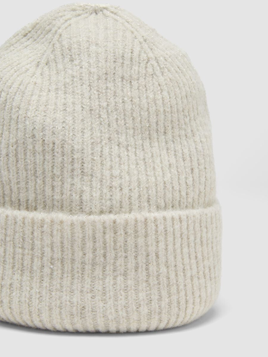 Natural ribbed stretch wool beanie_2