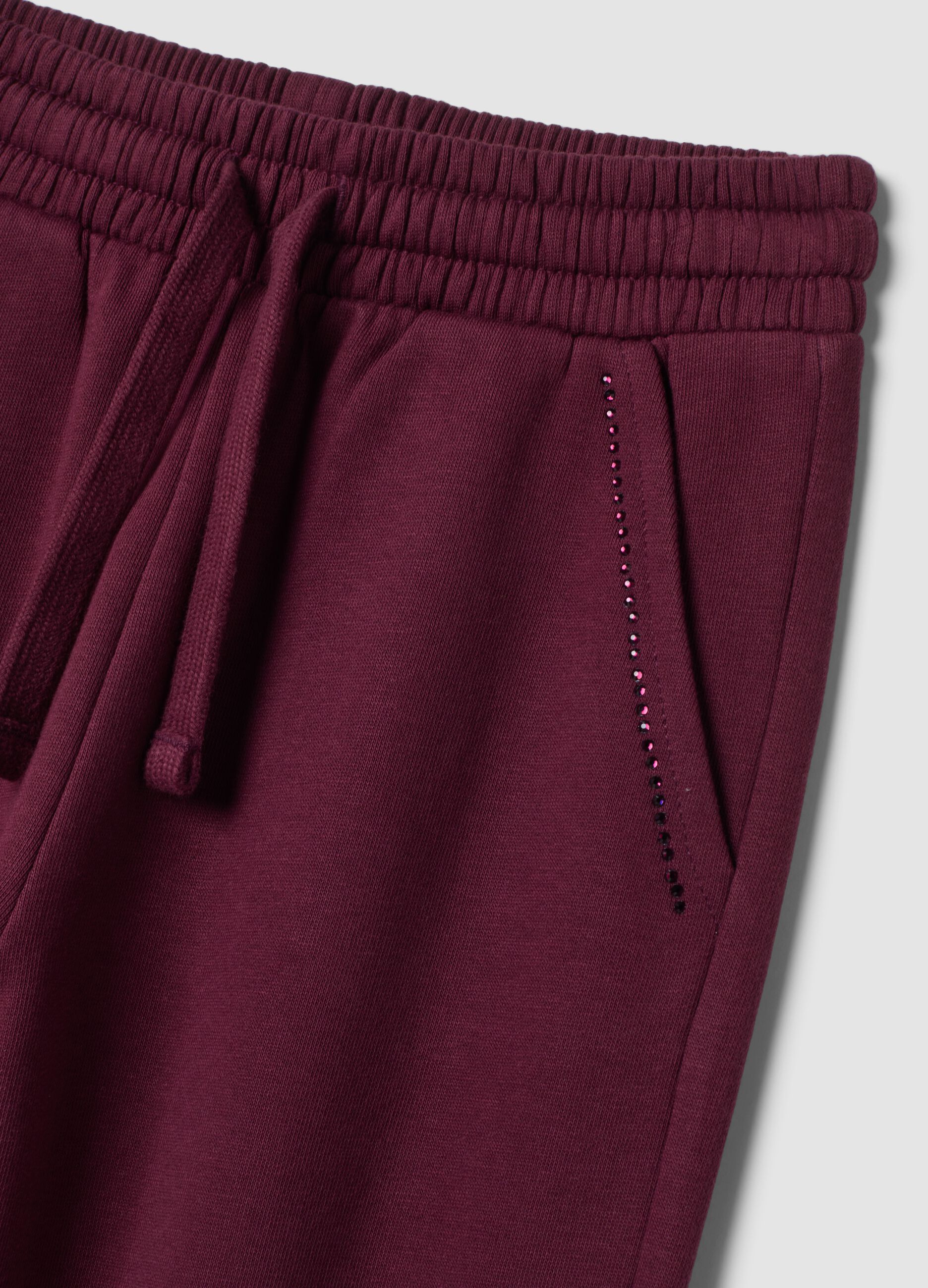 Purple regular-fit fleece joggers in pure cotton