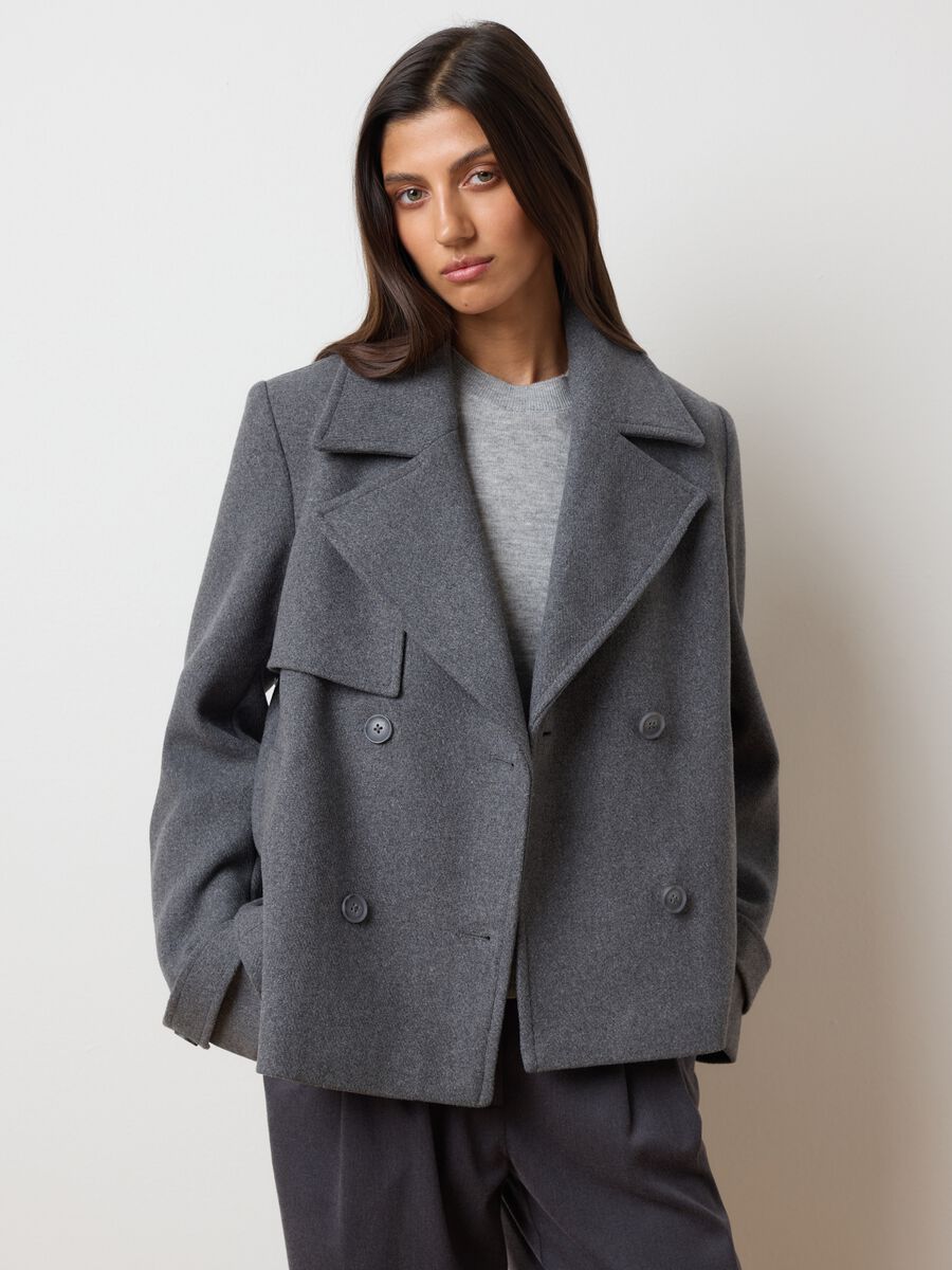 Cappotto in misto lana grigio regular fit_0