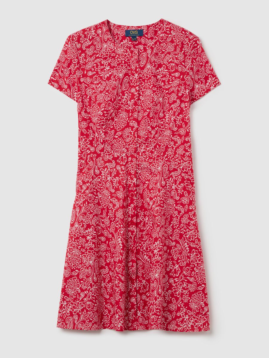 Red cotton dress with floral pattern by Ovs_4