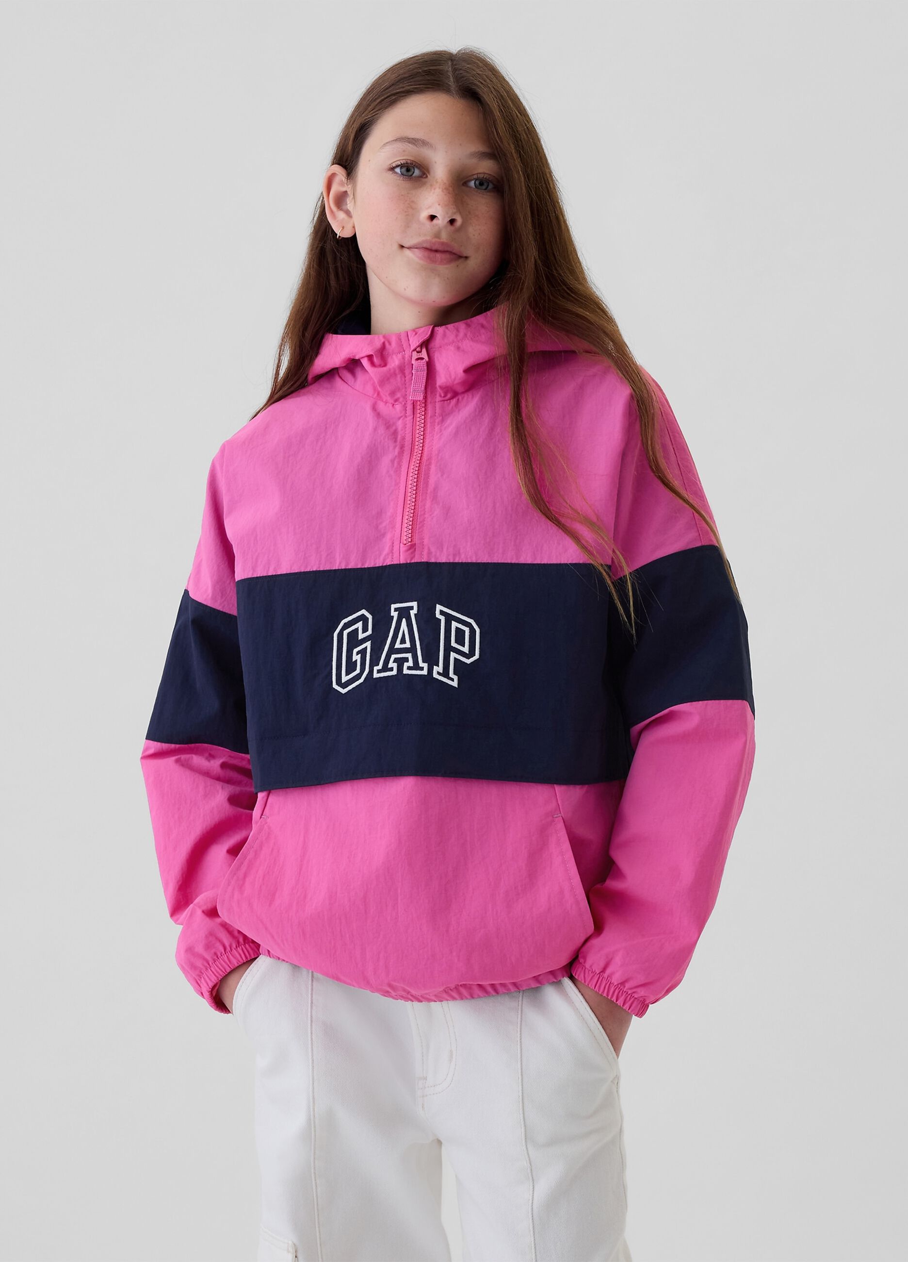 Short half-zip jacket in nylon
