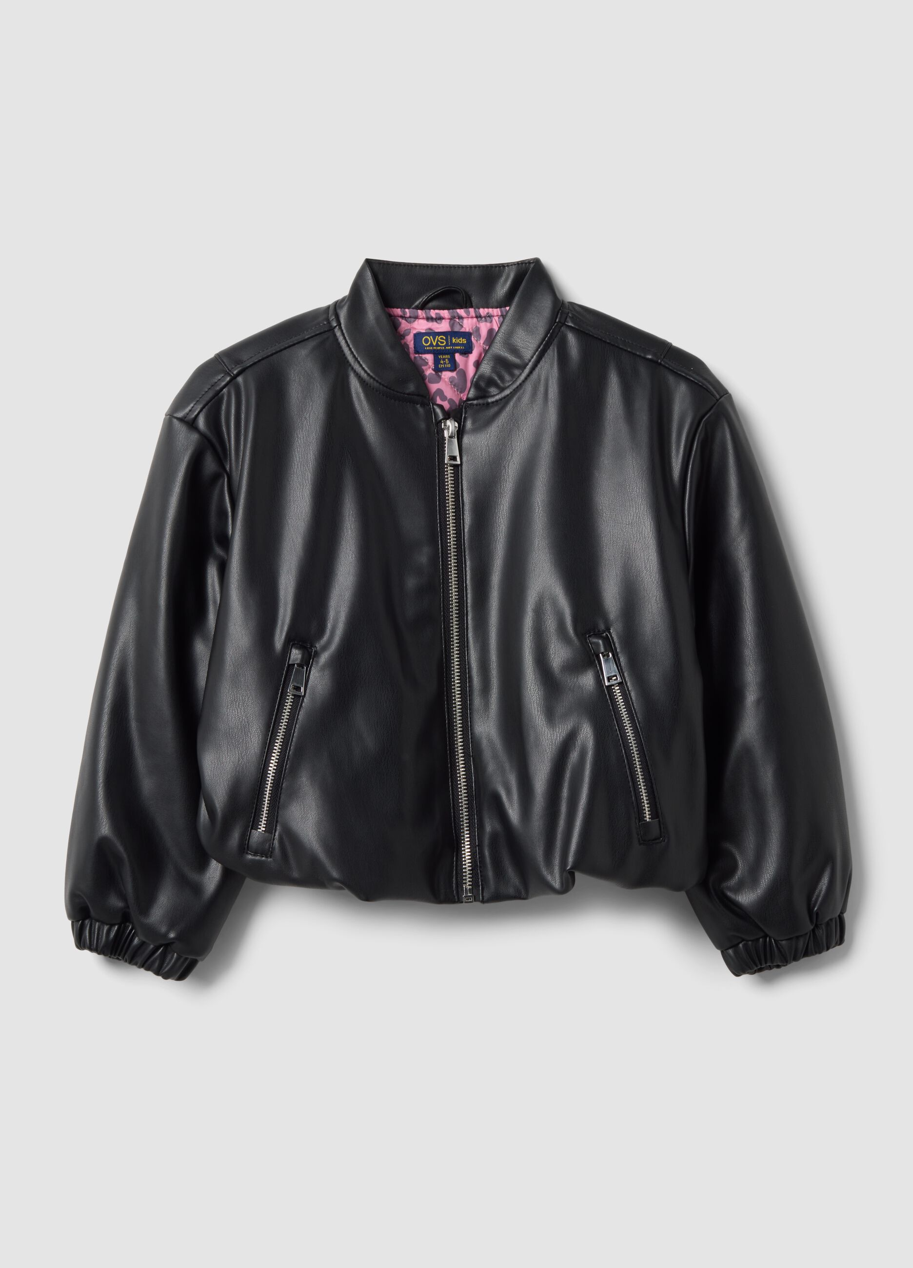 Black zip-up jacket, regular fit, for girls