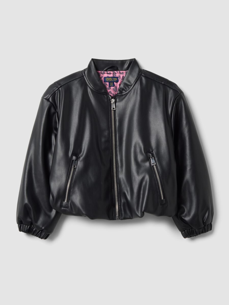 Giubbotto nero con zip regular fit per bambina_0
