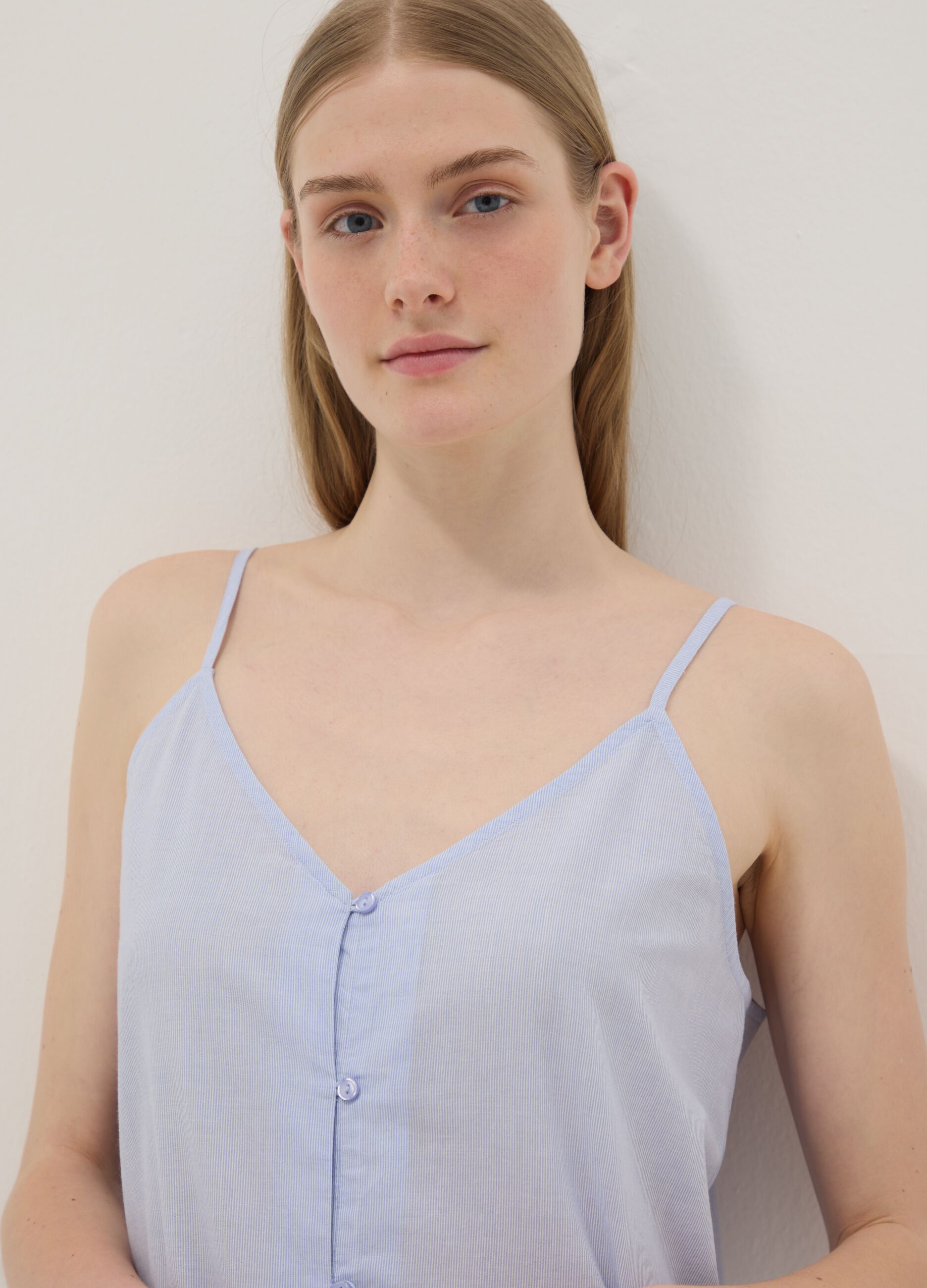 Light blue organic cotton nightdress with thin straps