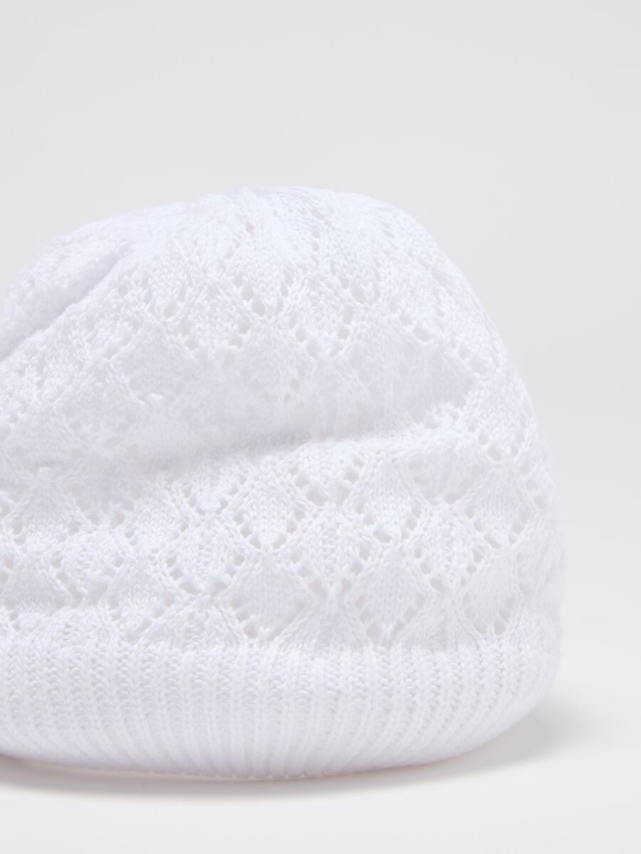 Hat in cotton with openwork weave_2