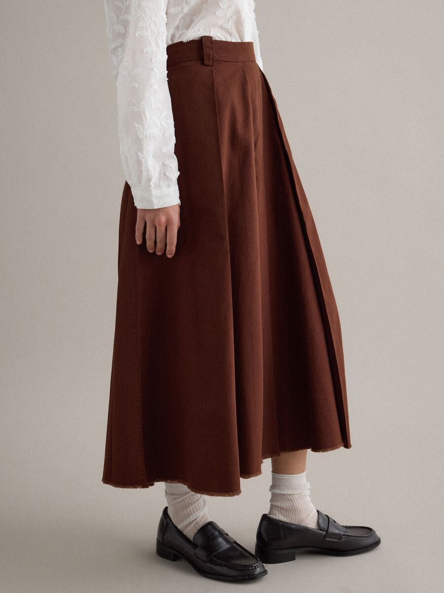 Long brown pure cotton skirt regular fit_3