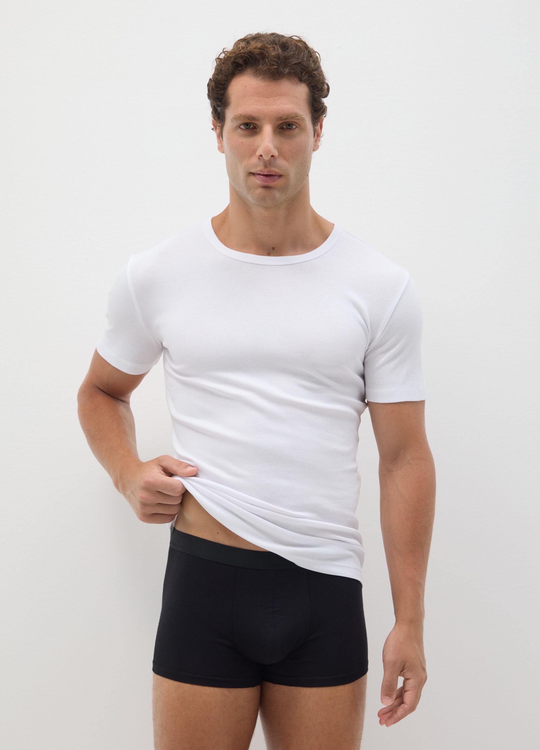 Regular fit black cotton boxer set
