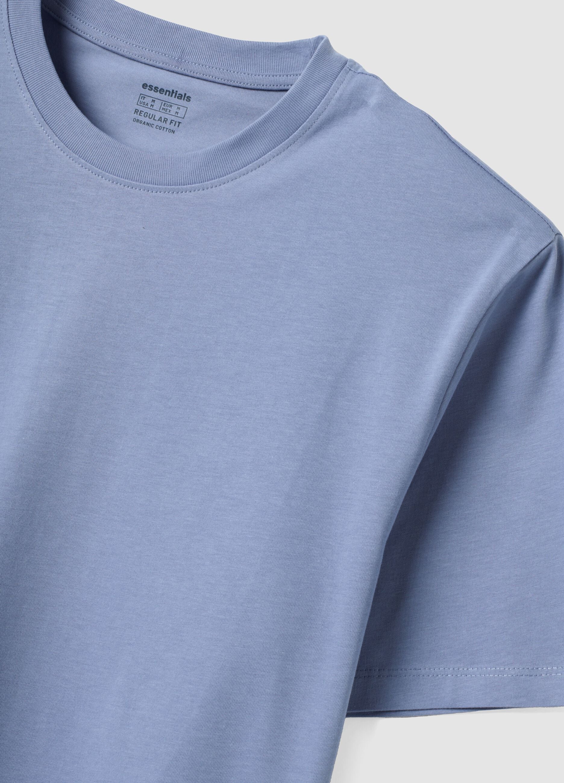 Blue regular-fit T-shirt in pure organic cotton jersey