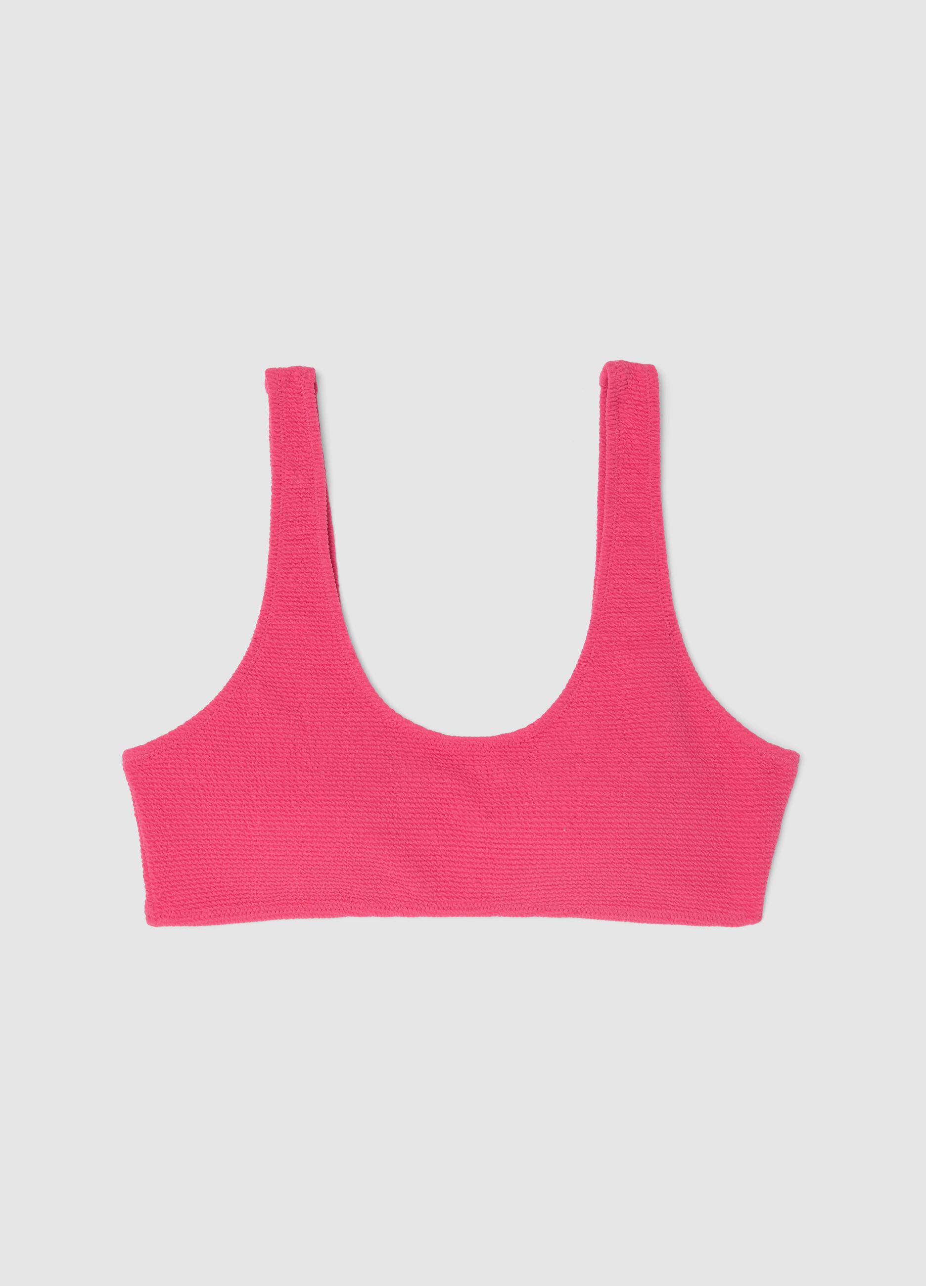 Pink stretch-fabric bikini top
