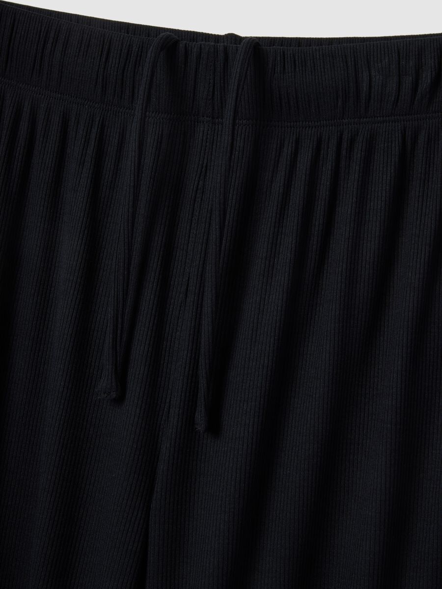 Ribbed Fluid Trousers Black_5
