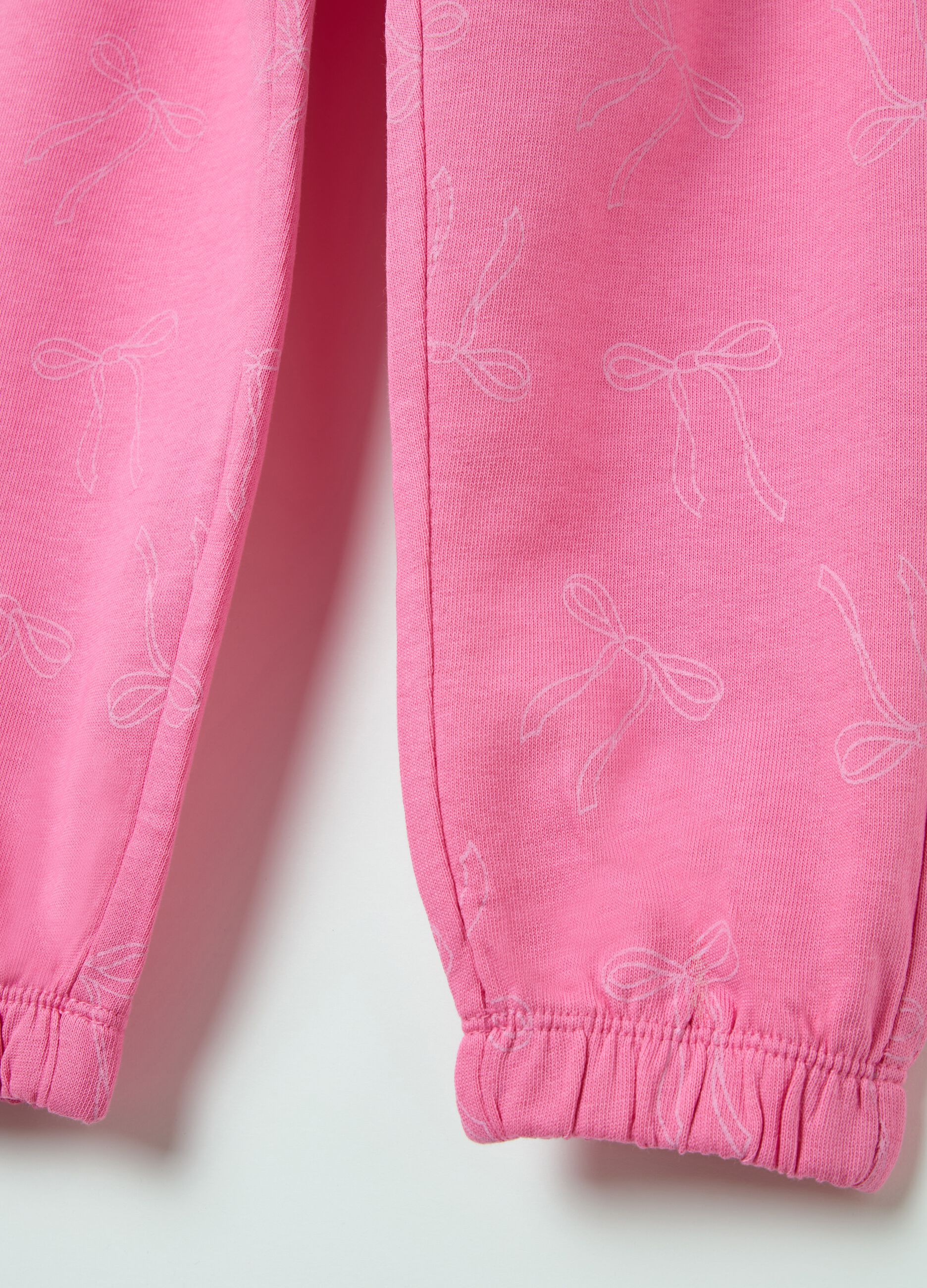 Cotton joggers with elasticated trims and print