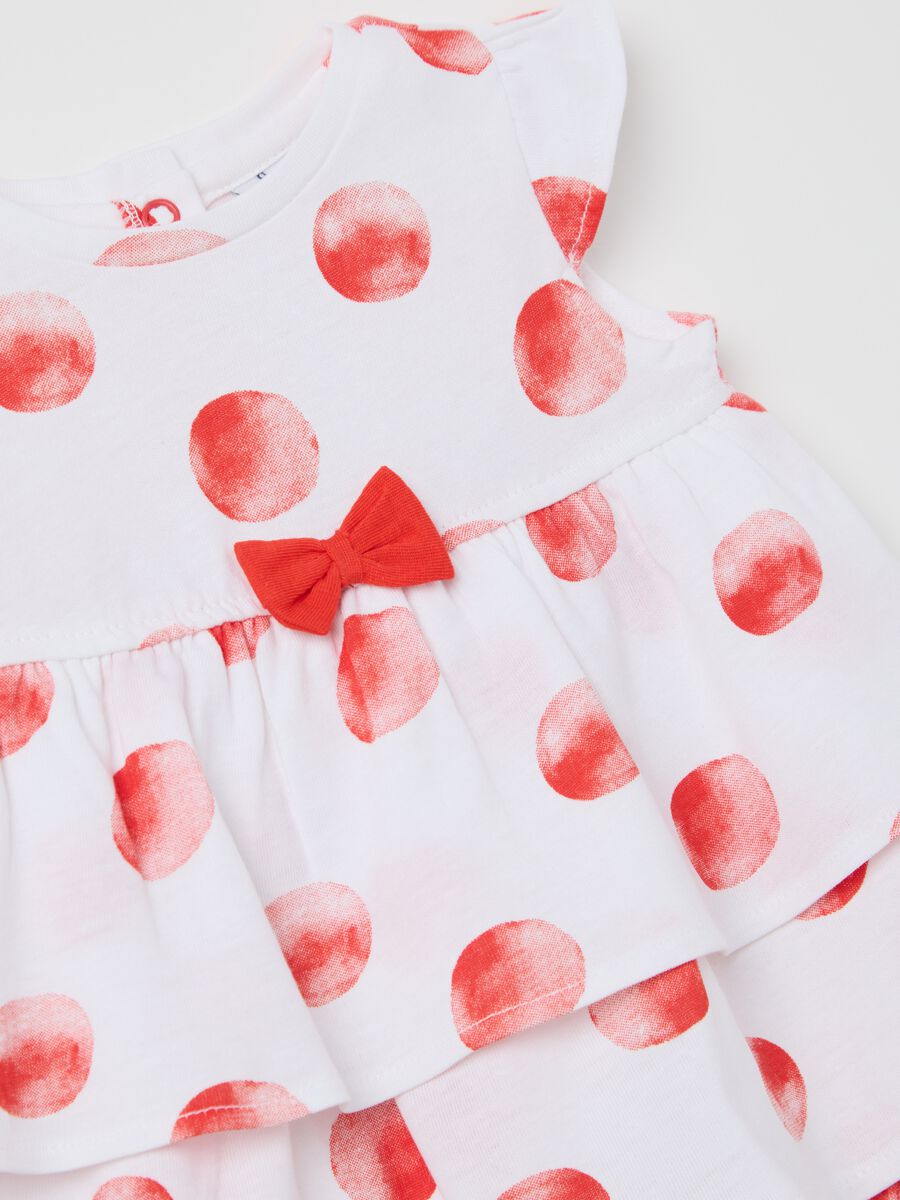 White baby romper with red polka dots in cotton_2