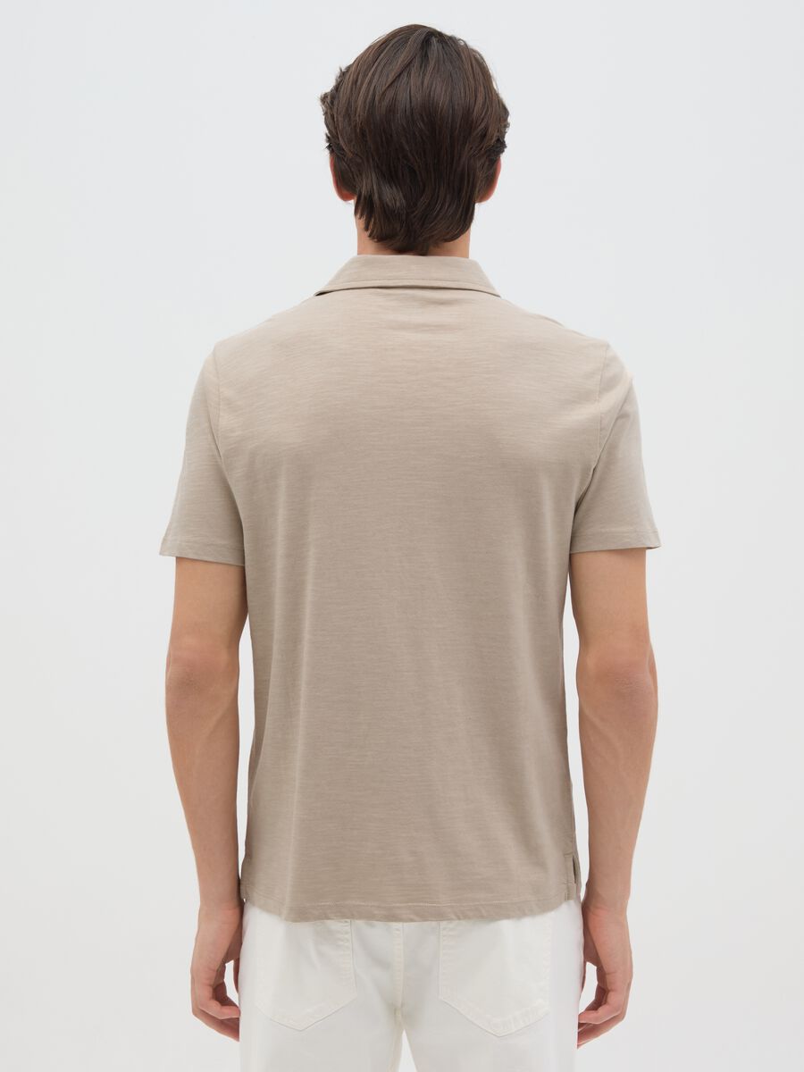 Men's Beige Pure Cotton Polo Regular Fit_3