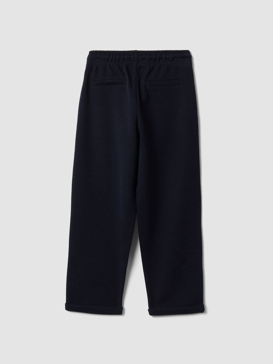 Pantaloni blu in viscosa e lyocell elasticizzato regular fit per bambino_1