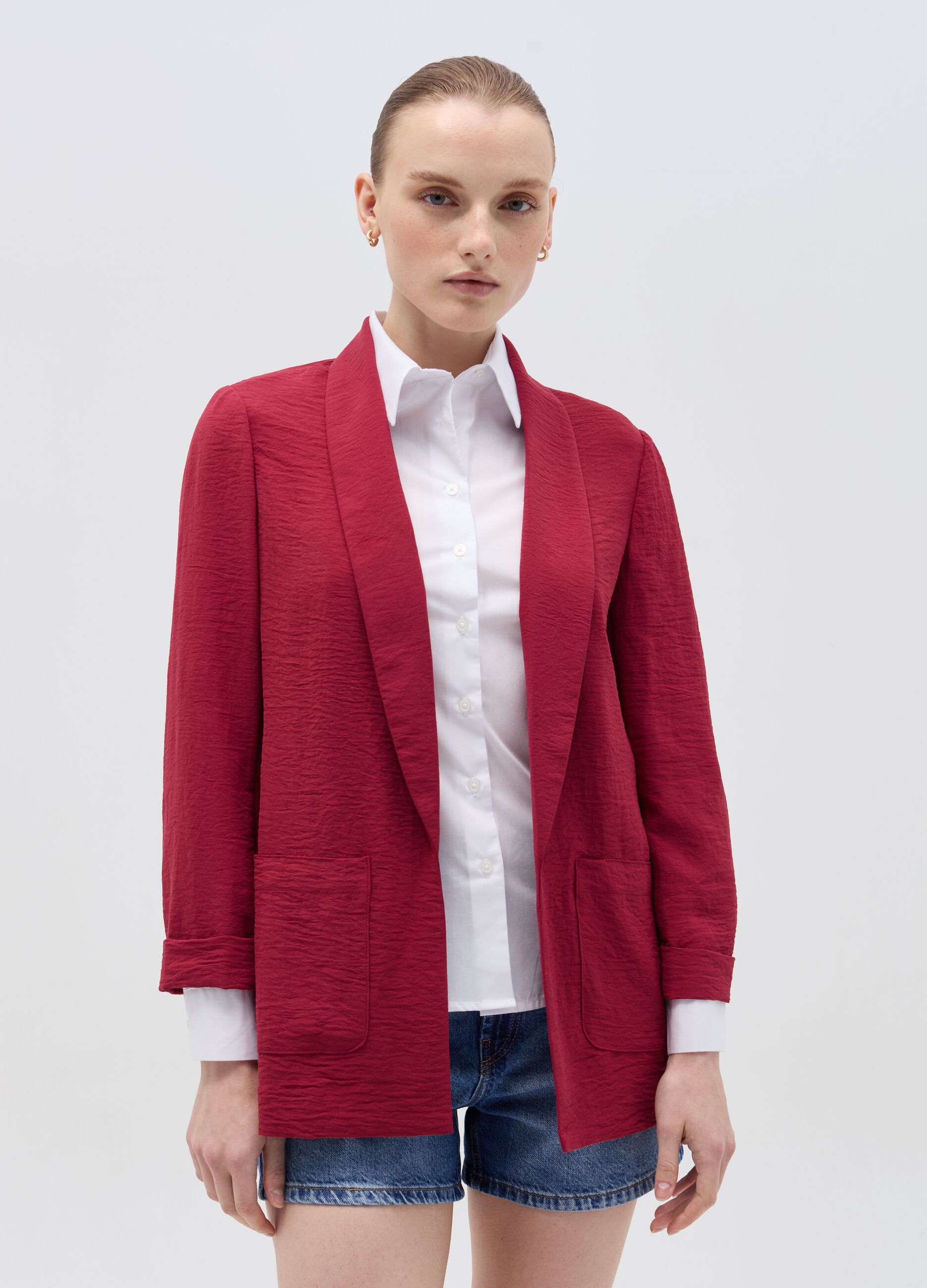 Fluid open blazer in crêpe