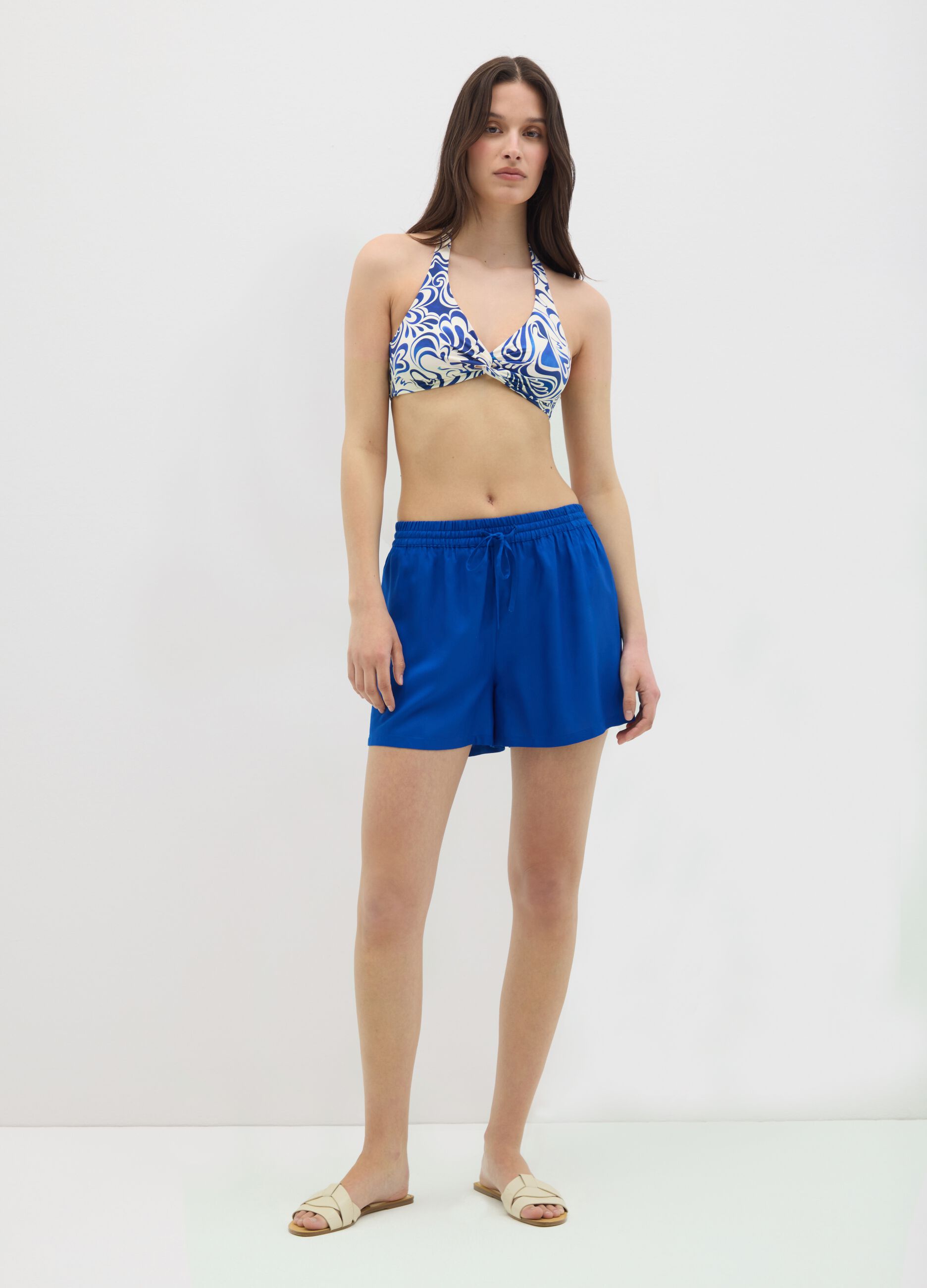 Women's Royal Viscose Shorts with Drawstring