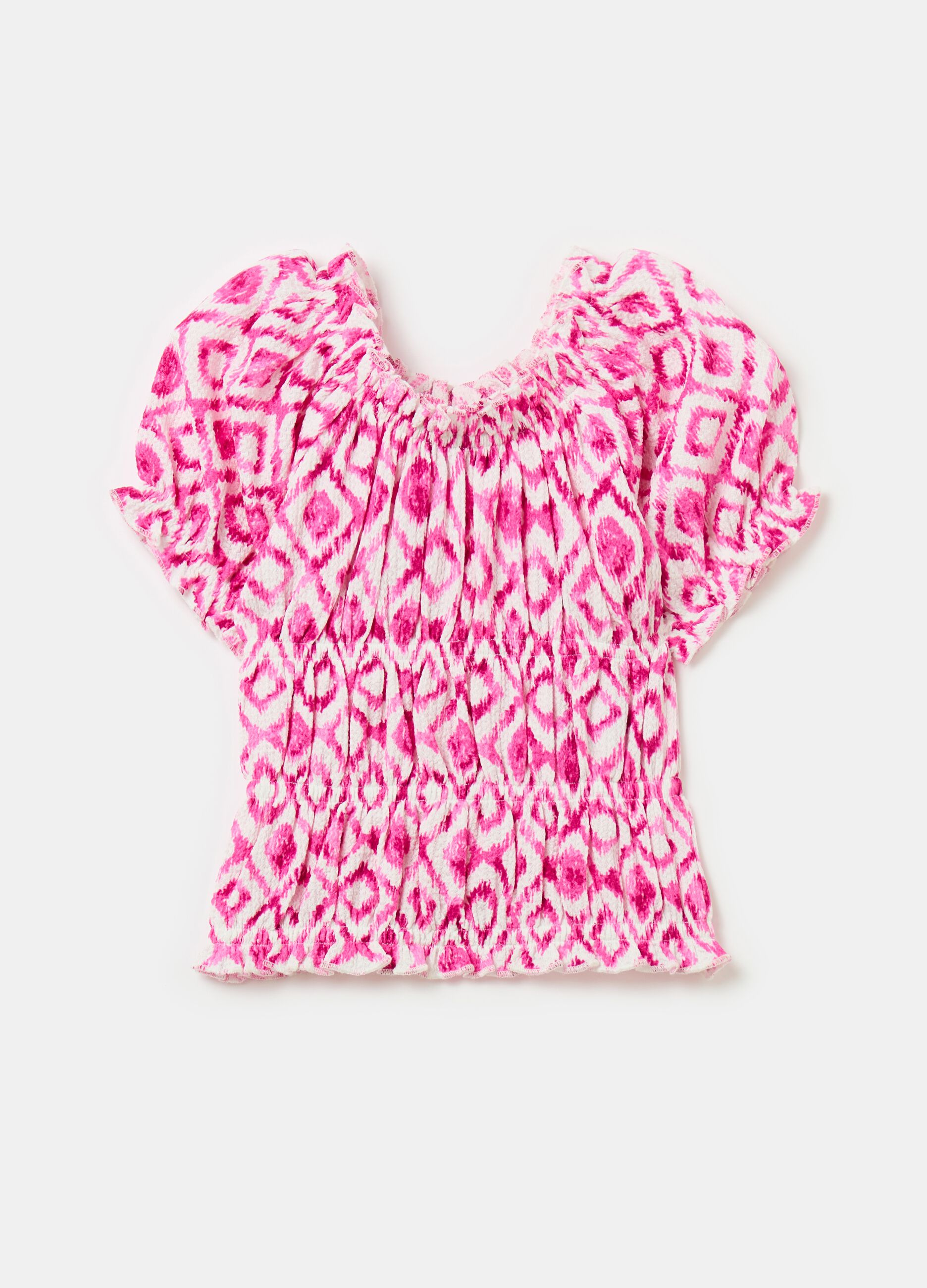 Crêpe blouse with ikat print