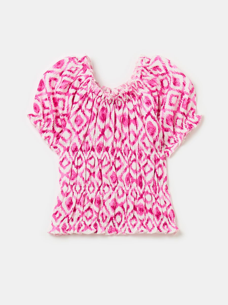 Crêpe blouse with ikat print_0