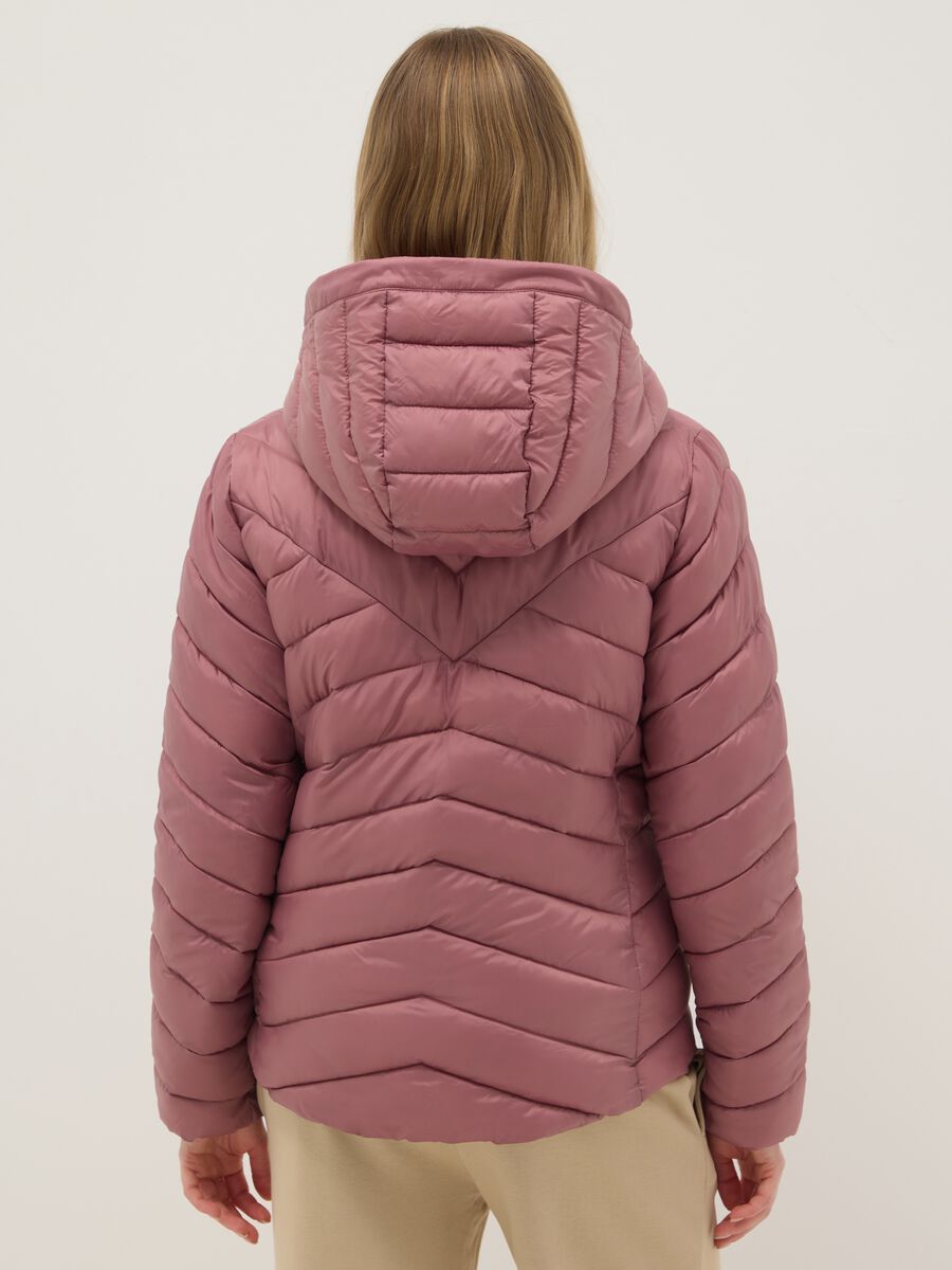 Regular fit pink padded jacket with hood_2