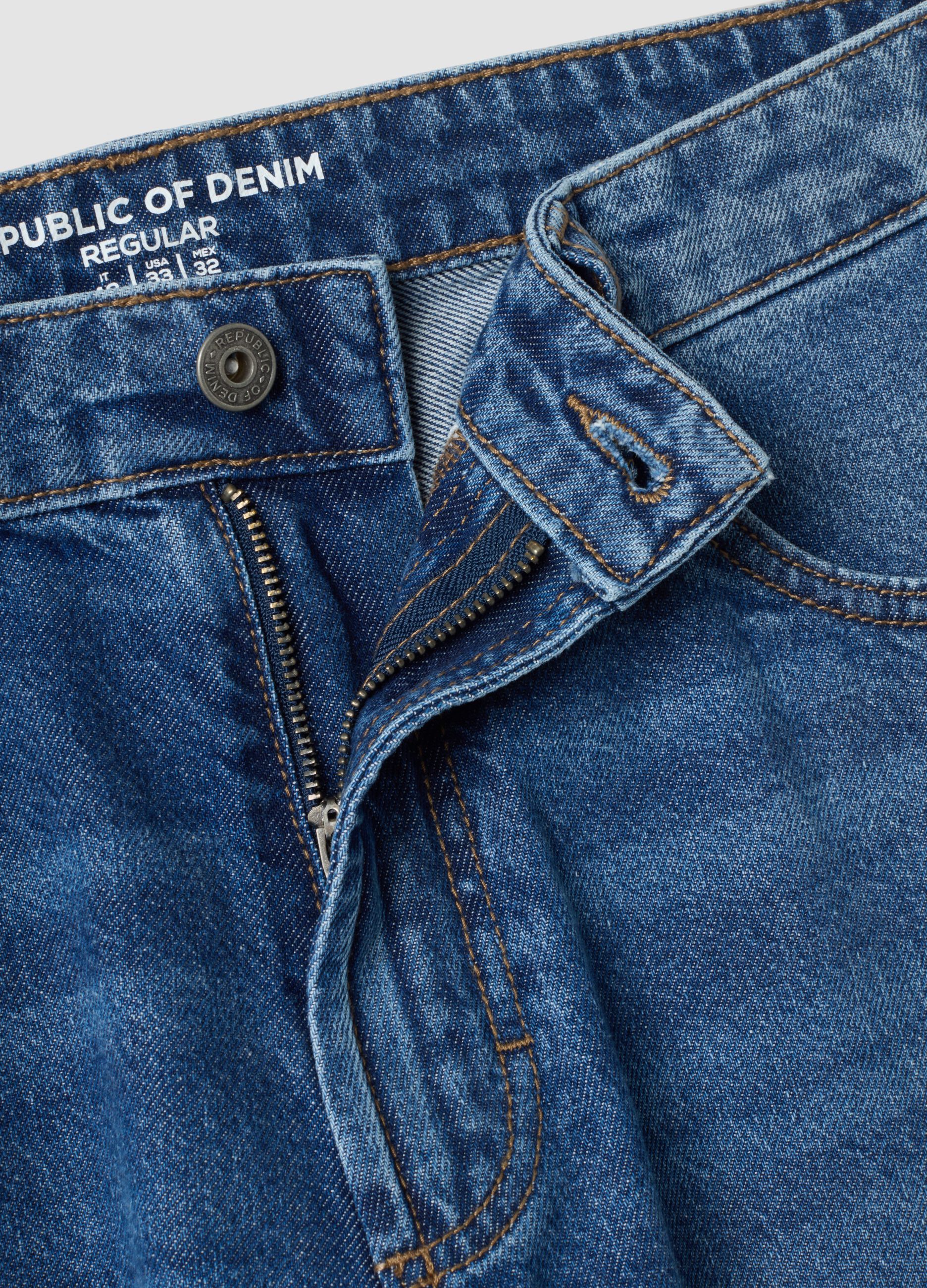 Regular-fit pure cotton denim jeans