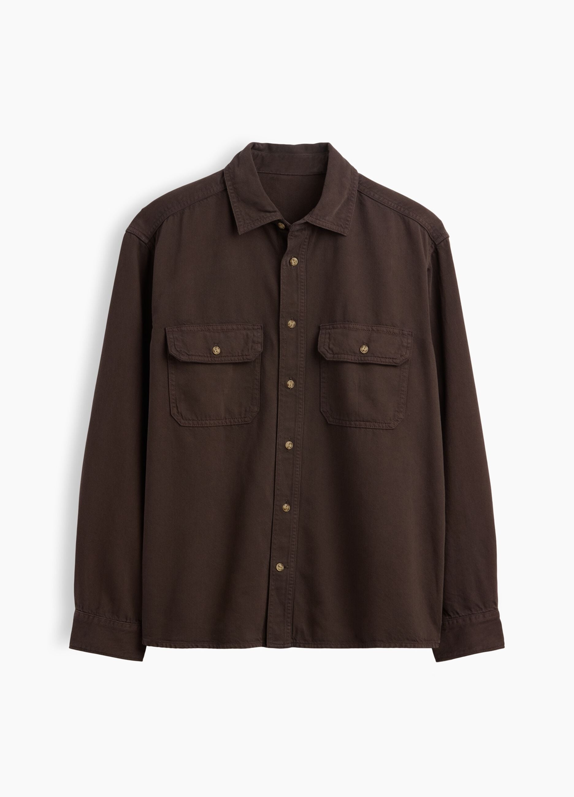 Dark brown cotton-lyocell blend shirt