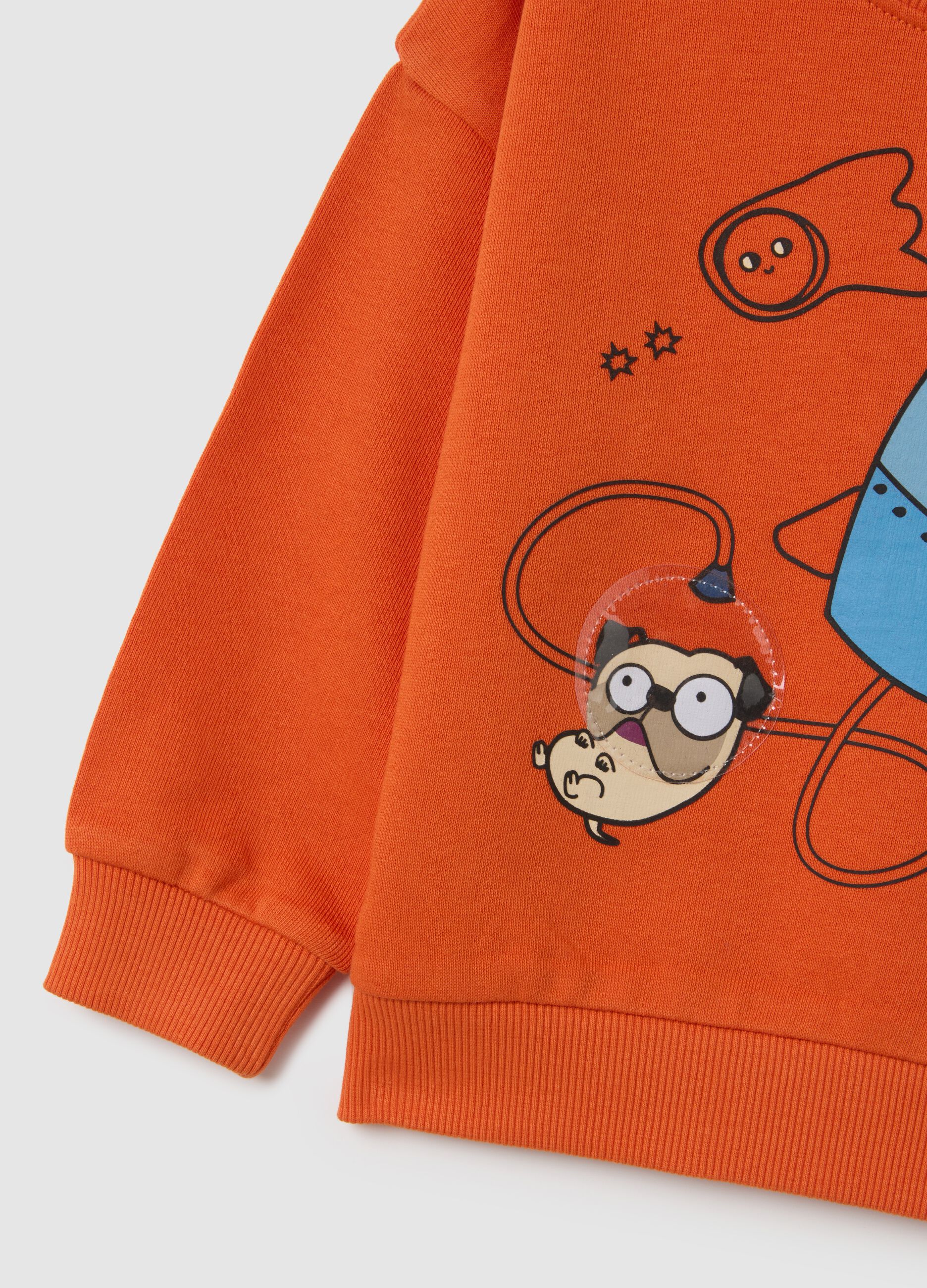 Felpa da bambino in puro cotone arancione regular fit