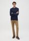 Brown slim fit stretch cotton trousers_0