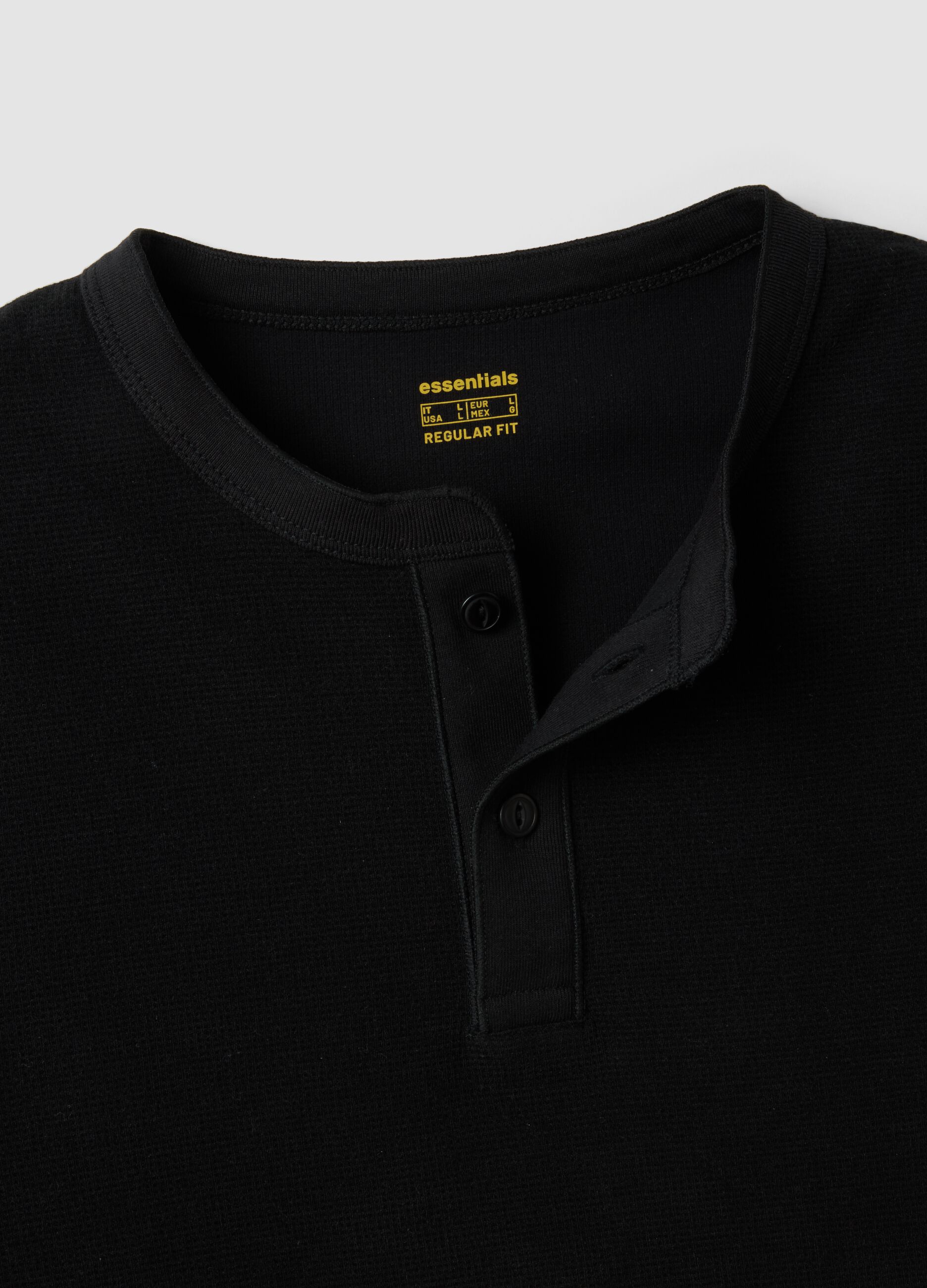 Black regular-fit honeycomb viscose-blend T-shirt