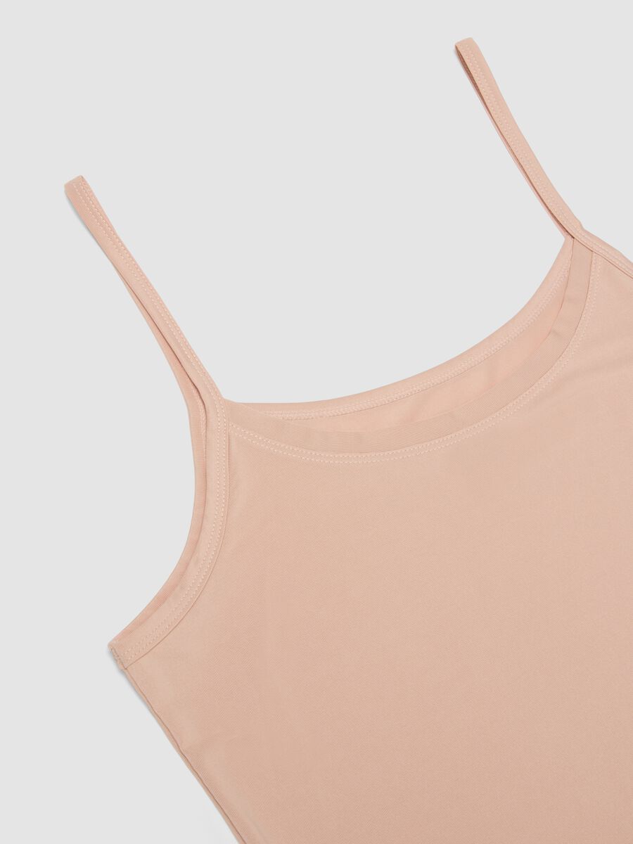 Canottiera beige in tessuto elasticizzato a girocollo_1