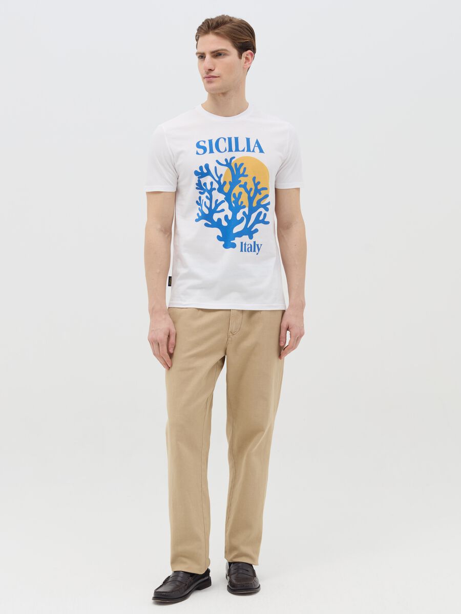 Cotton T-shirt with "Sicilia Italy" print_1