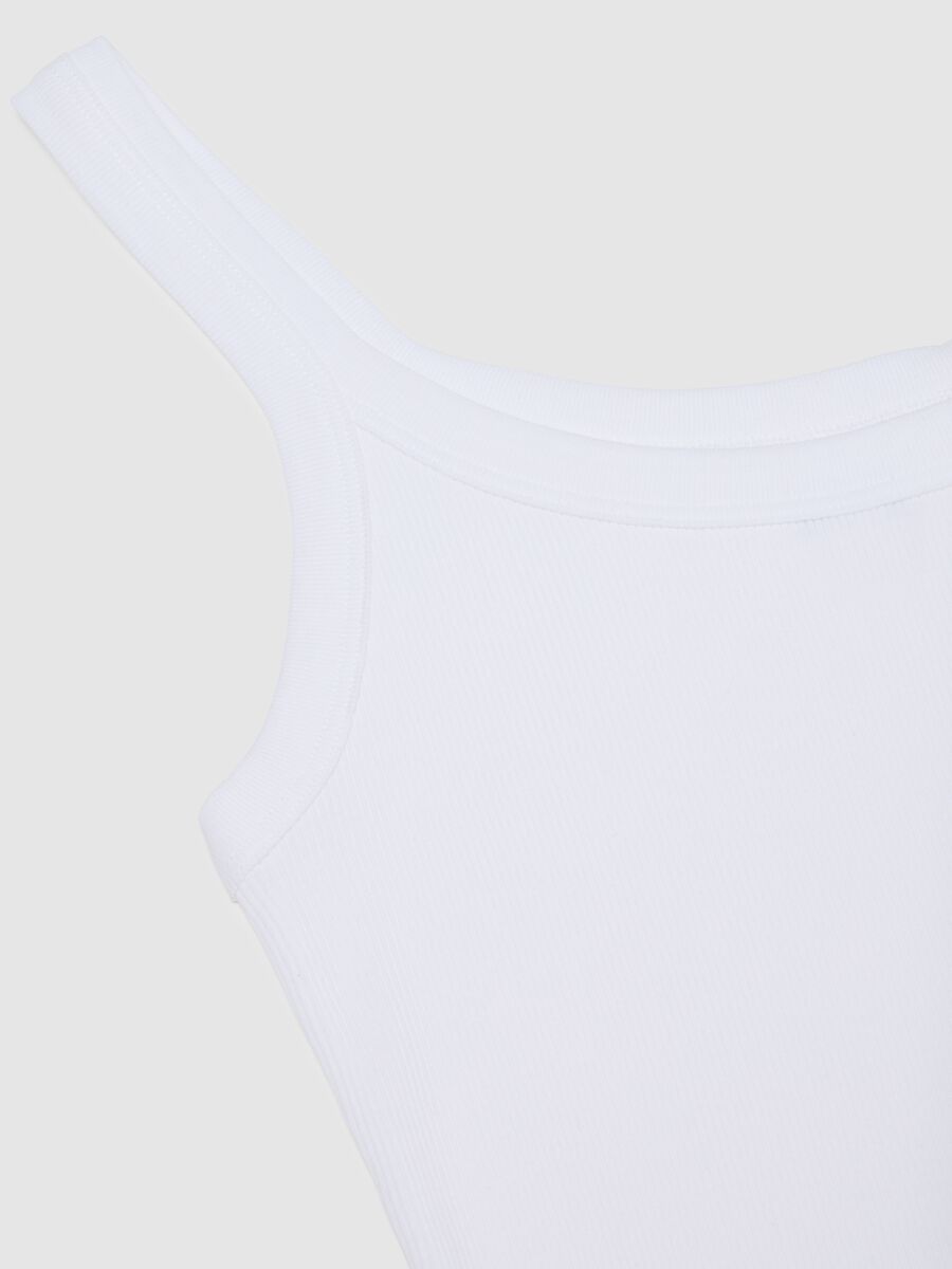 White pure cotton tank top regular fit_1