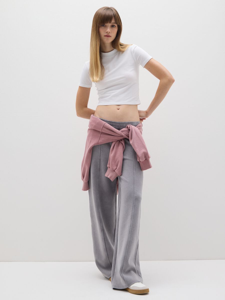 Grey stretchy cotton trousers with relaxed fit_0