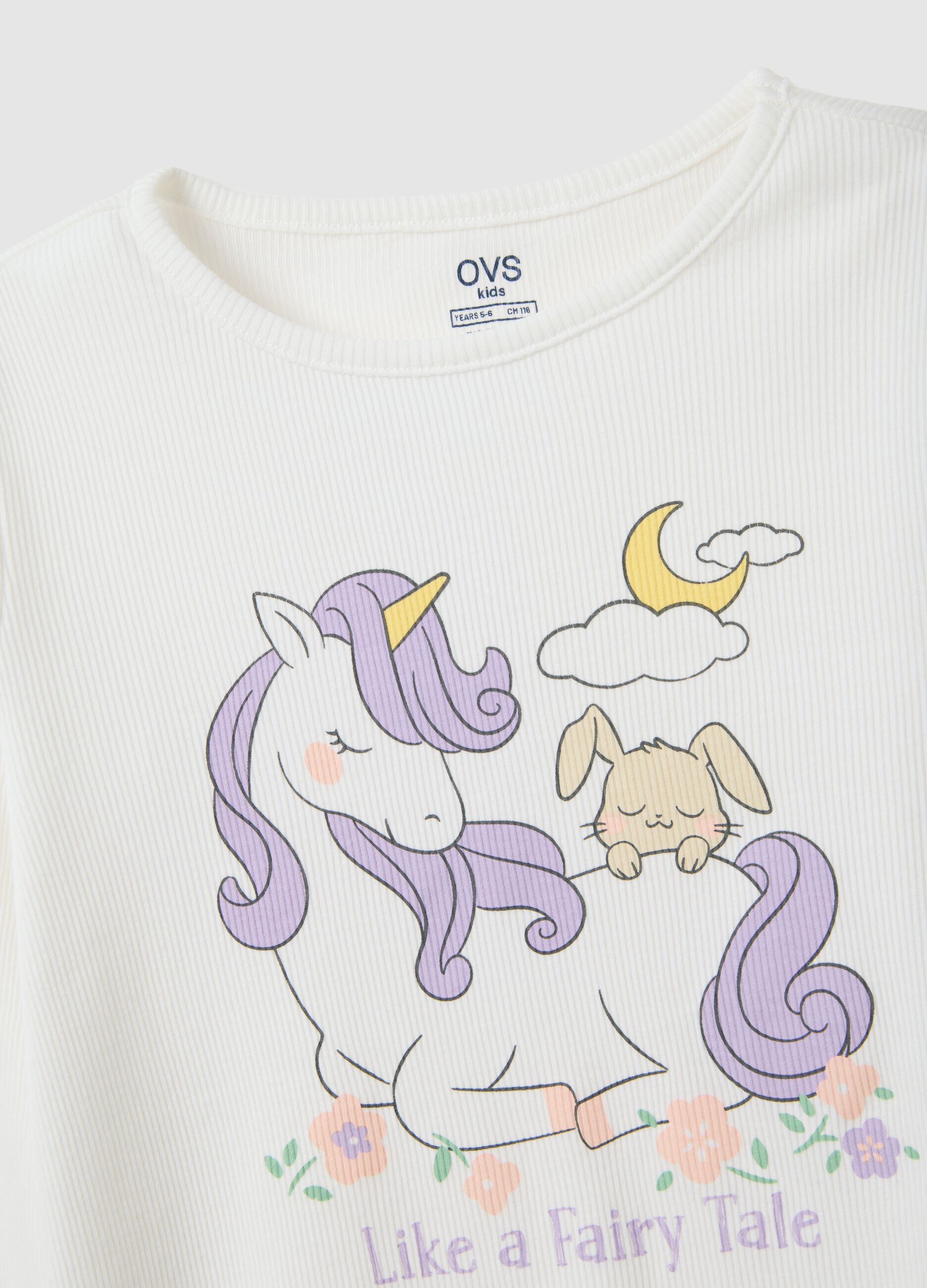 Pigiama da bambina in puro cotone multicolor regular fit