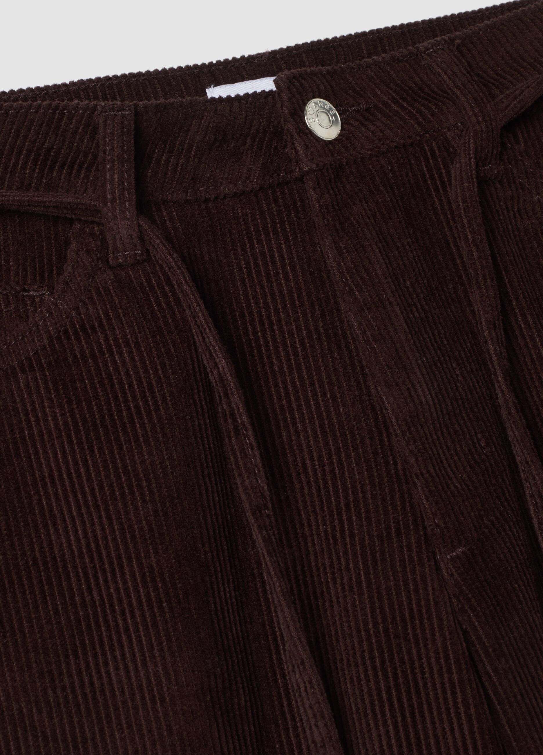Brown pure cotton corduroy wide-leg trousers