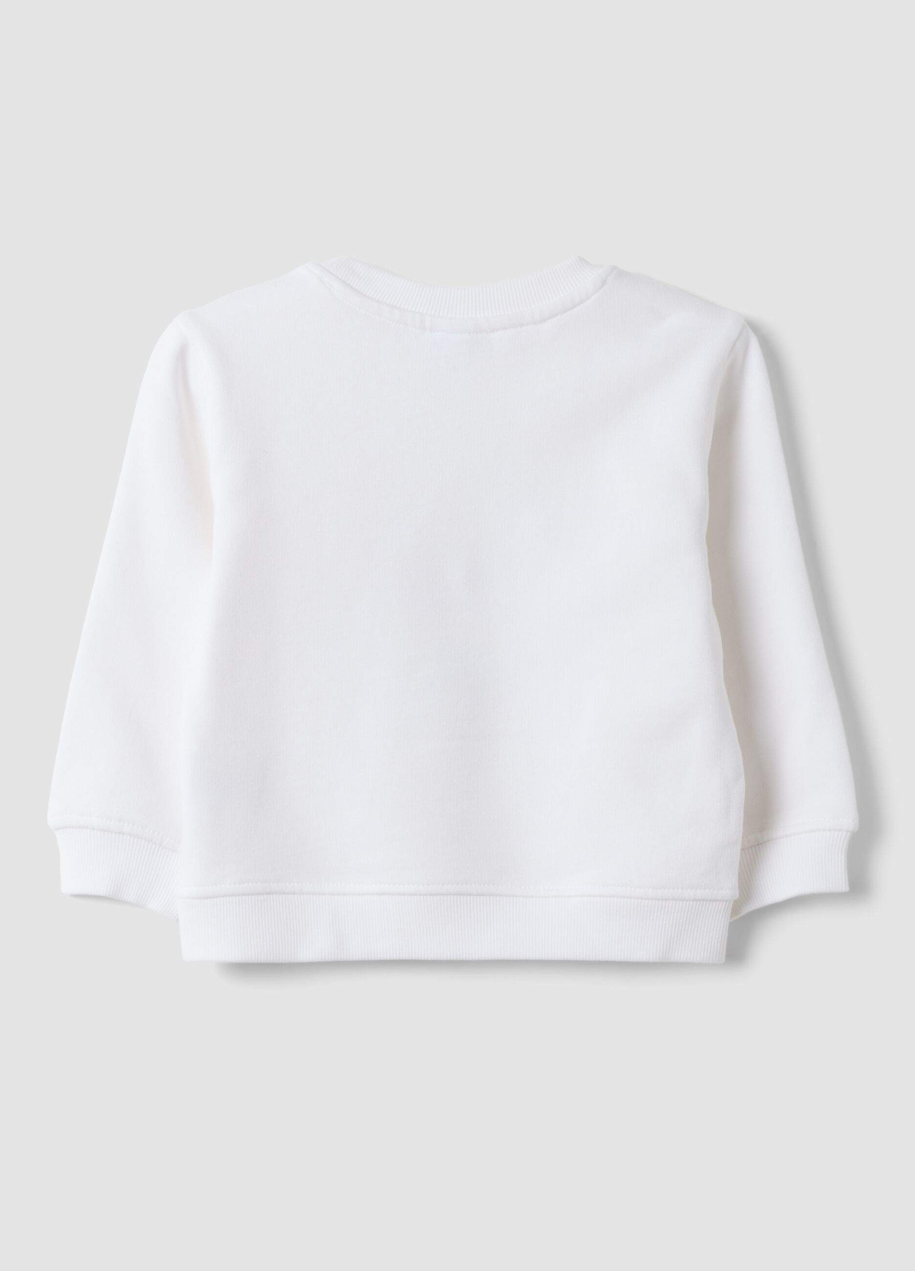 White crew-neck sweatshirt in 100% cotton